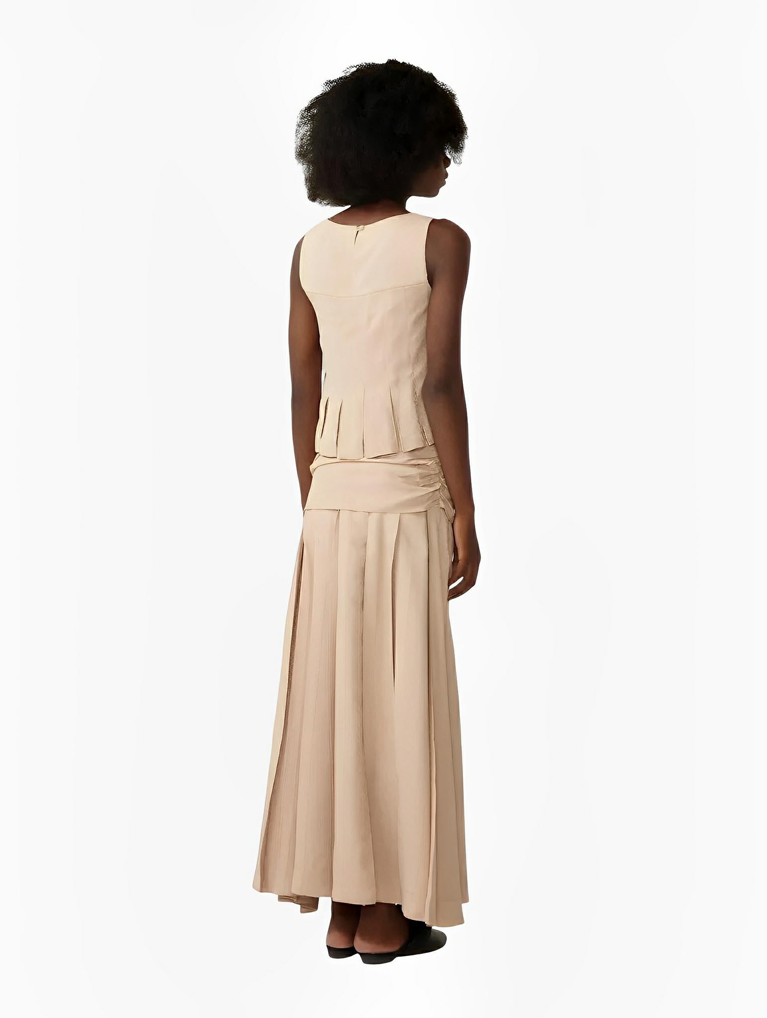 Eana Draped Beige Maxi Skirt by Neriage