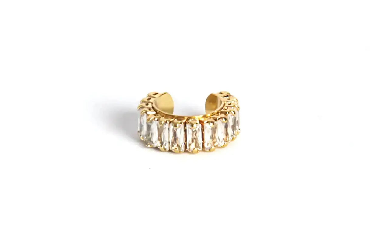 Zirconia Vintage Gold Ear Cuff by Juliana Manzini