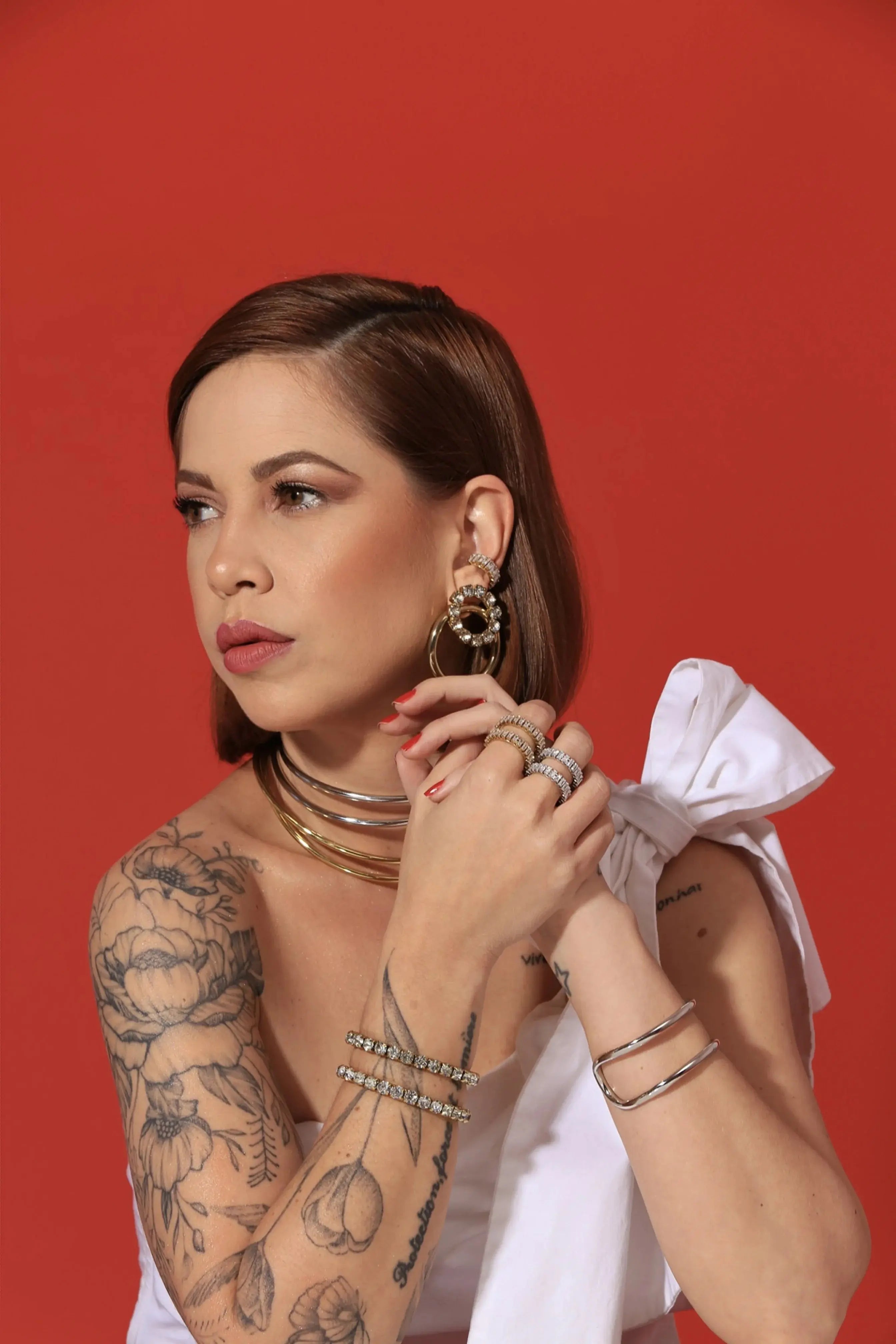 Zirconia Vintage Gold Ear Cuff by Juliana Manzini