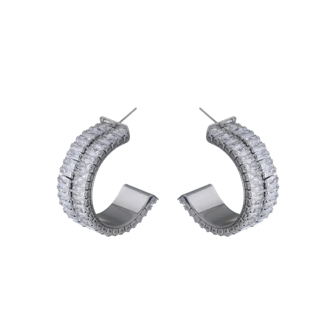 Zirconia Crystal Silver Hoop Earrings by Juliana Manzini