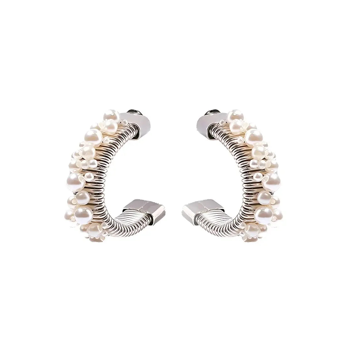 Maxi Pearl Silver Earrings by Juliana Manzini