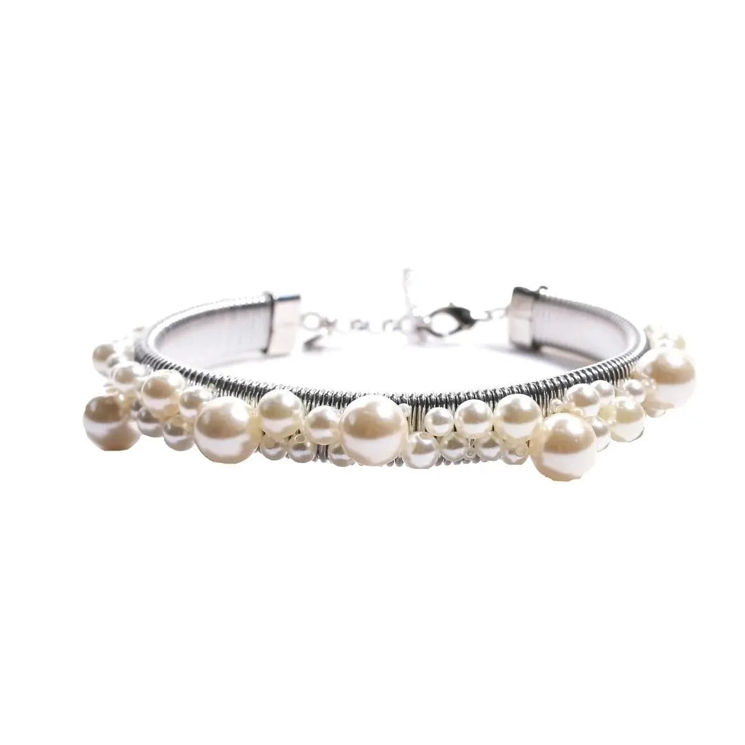 Maxi Pearl Mix Silver Choker by Juliana Manzini