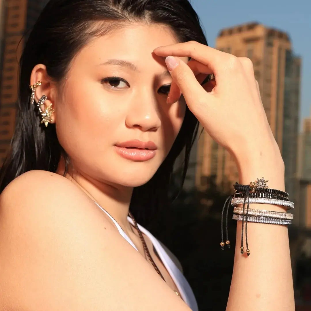 Eternal Gold & Black Crystal Bracelet by Juliana Manzini