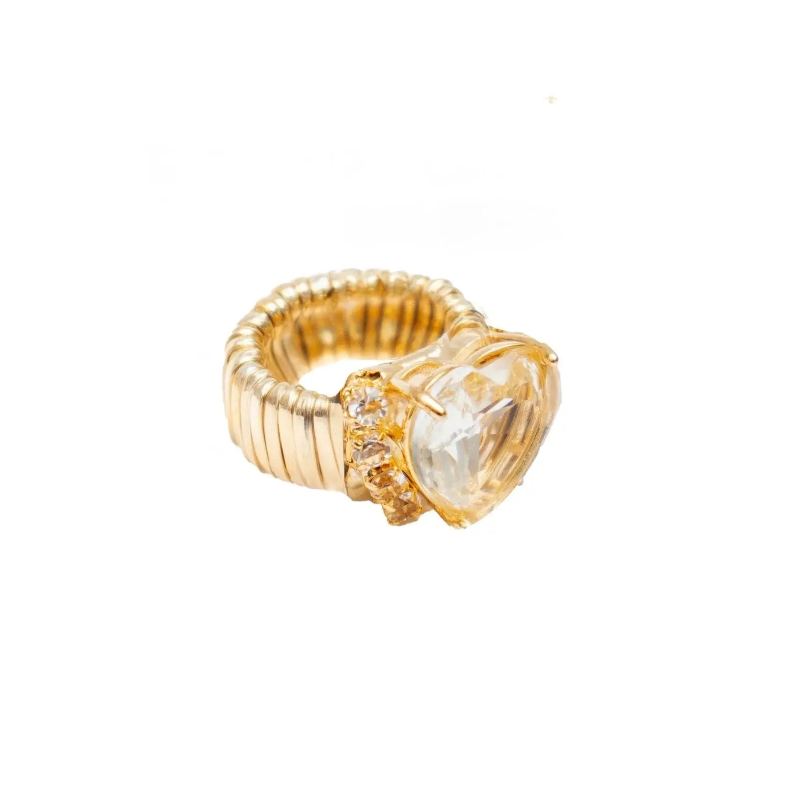 Autumn Heart Crystal Gold Ring by Juliana Manzini