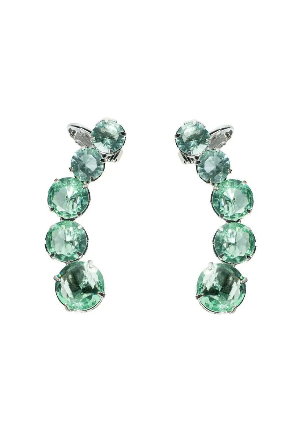 Wishes Light Green Silver Ear Cuffs by Juliana Manzini