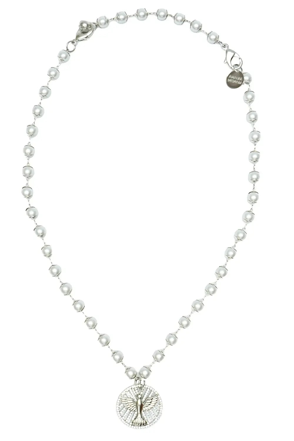 Holy Spirit Faith Silver & Pearl Necklace by Juliana Manzini