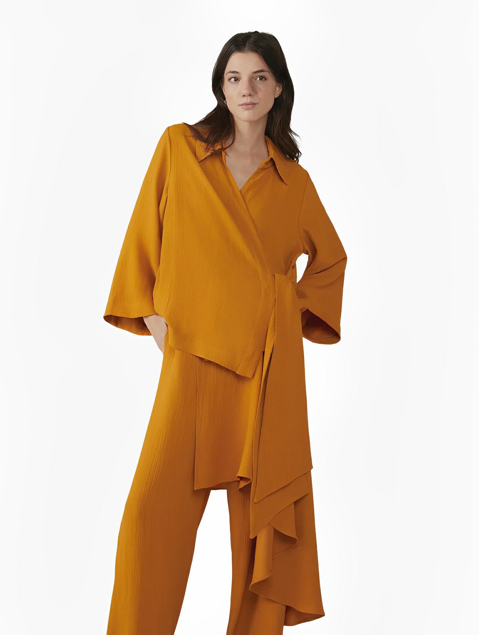 Adagio Caramel Ruffle Blouse by Neriage