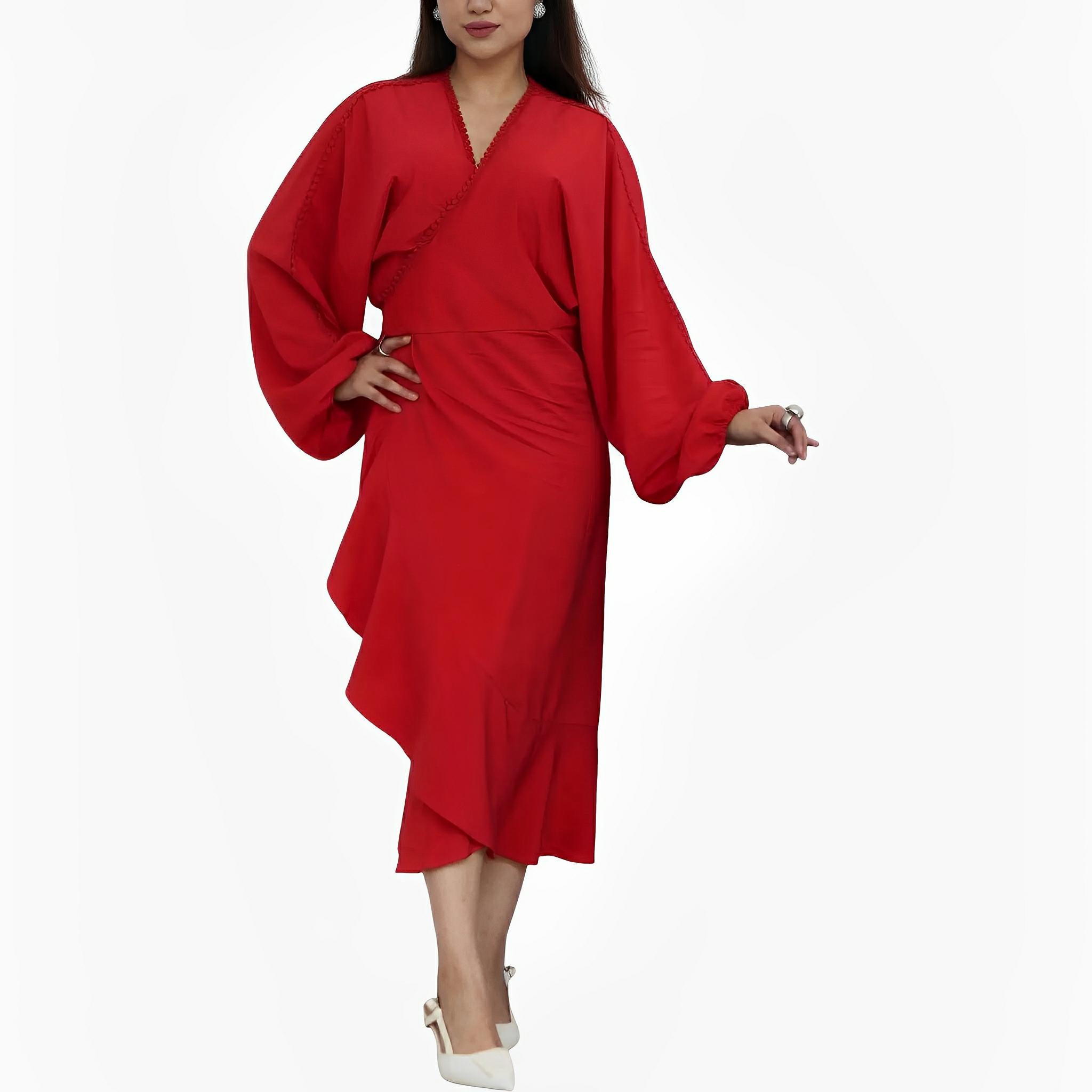 Red Viscose Wrap Dress by Ton Âge
