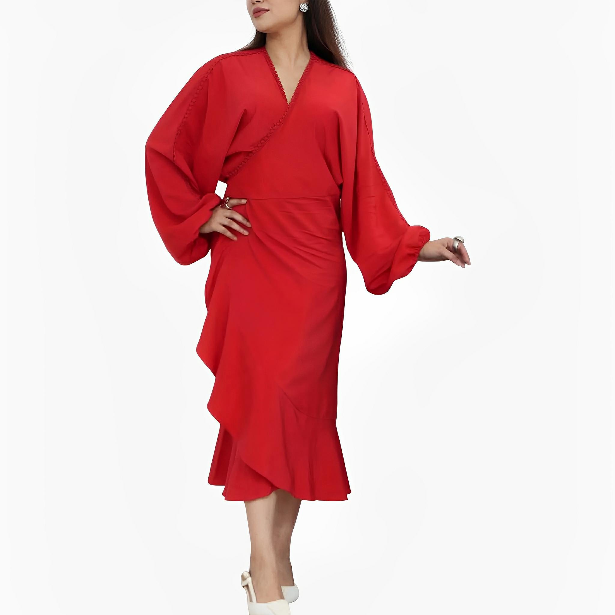 Red Viscose Wrap Dress by Ton Âge
