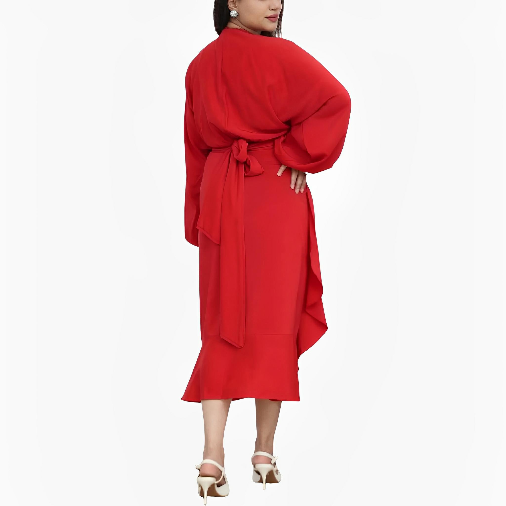 Red Viscose Wrap Dress by Ton Âge