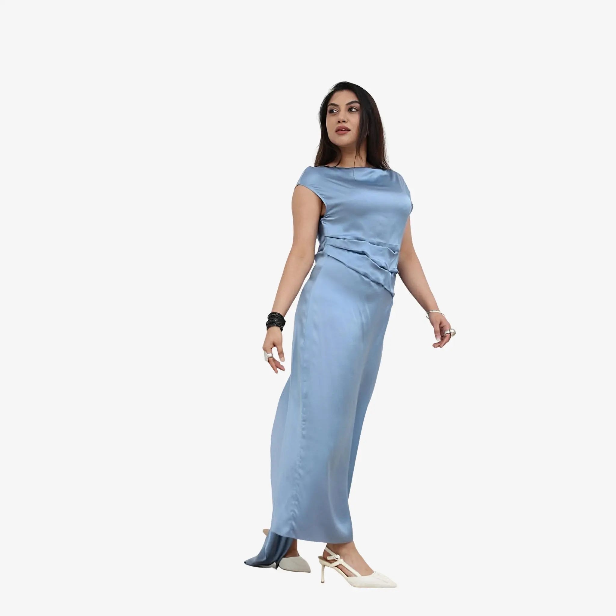 Popcorn Blue Cotton Dress by Misci