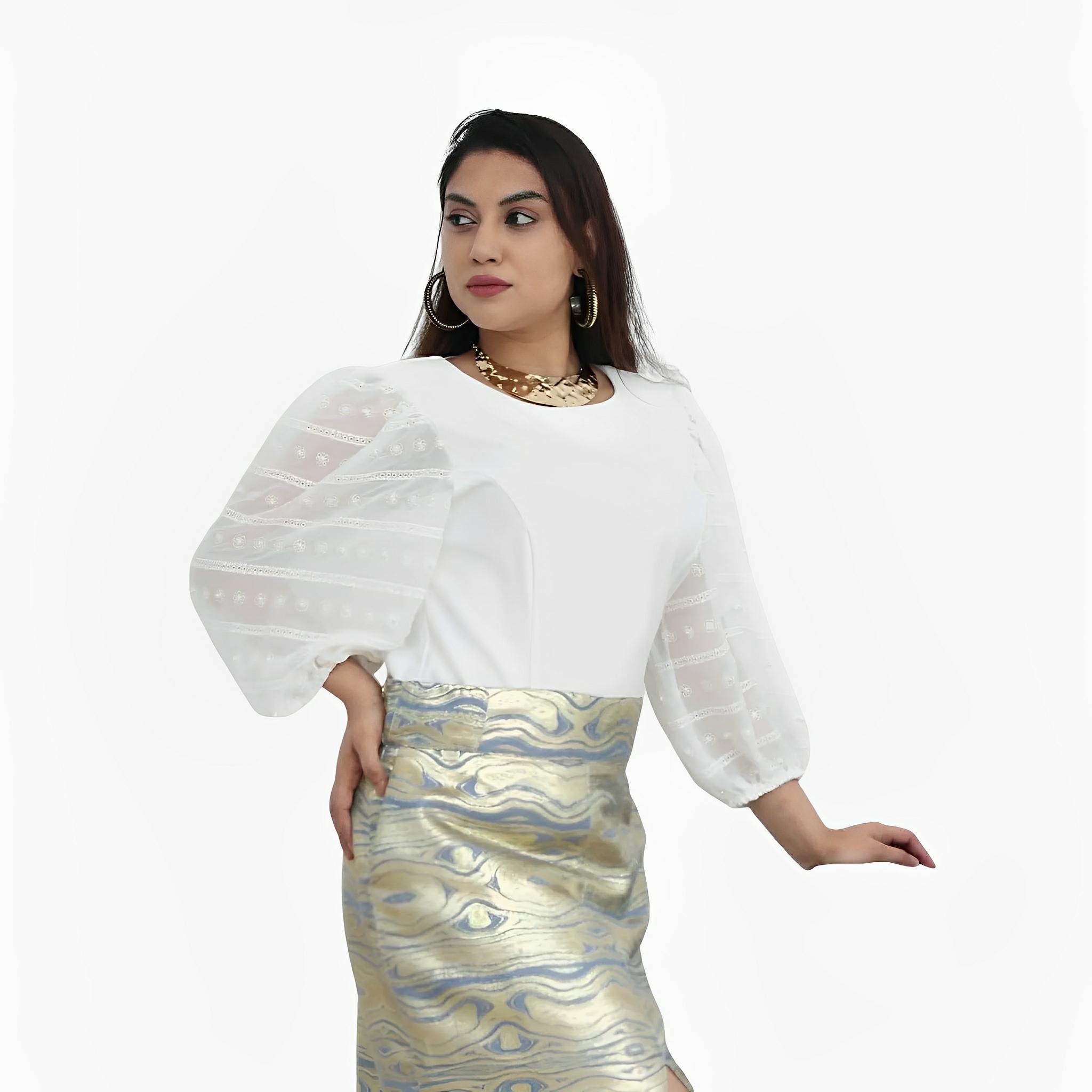 Zurich Off-White Puff Sleeve Blouse by Ton Âge