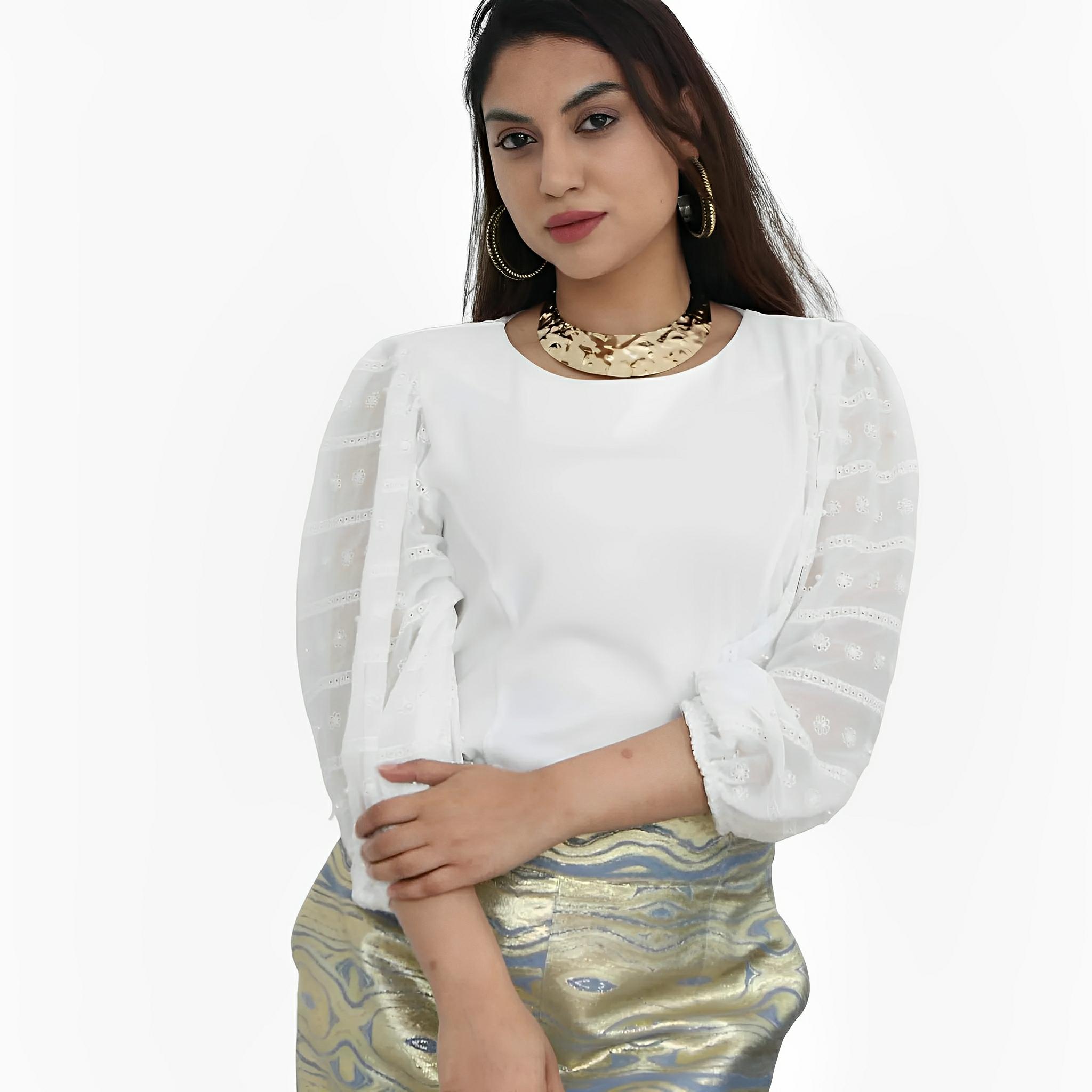 Zurich Off-White Puff Sleeve Blouse by Ton Âge