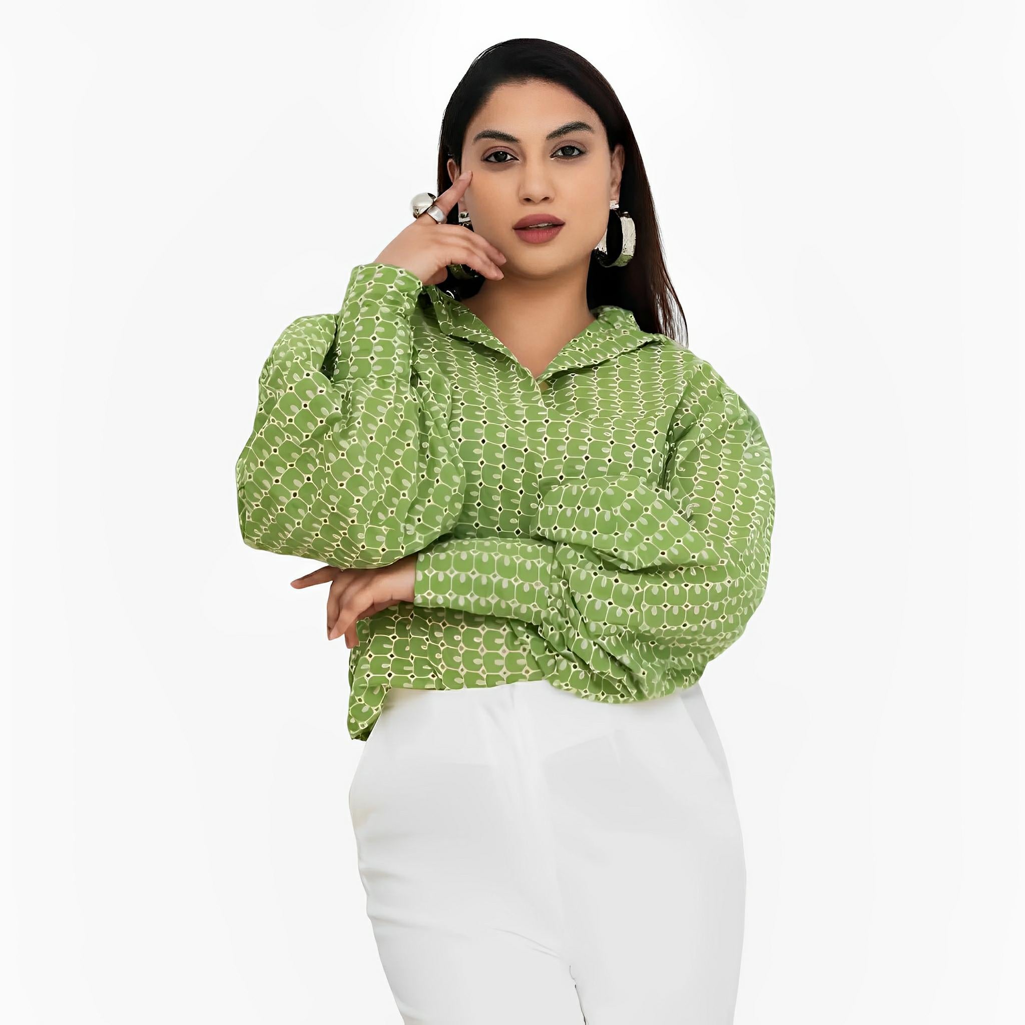 Casulo White Lace Long-Sleeve Blouse by Lilly Sarti