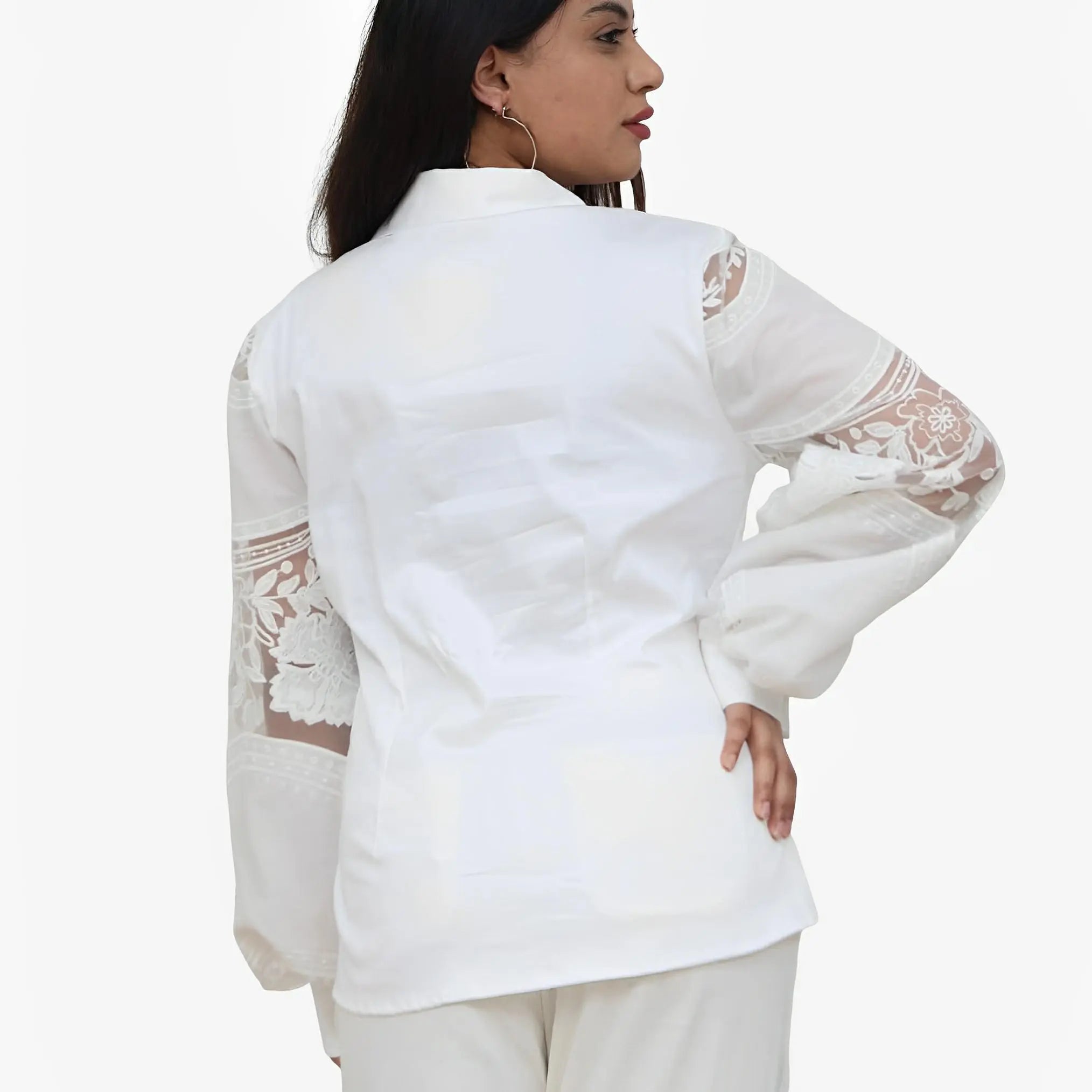 White Embroidered Sleeve Shirt by Ton Âge