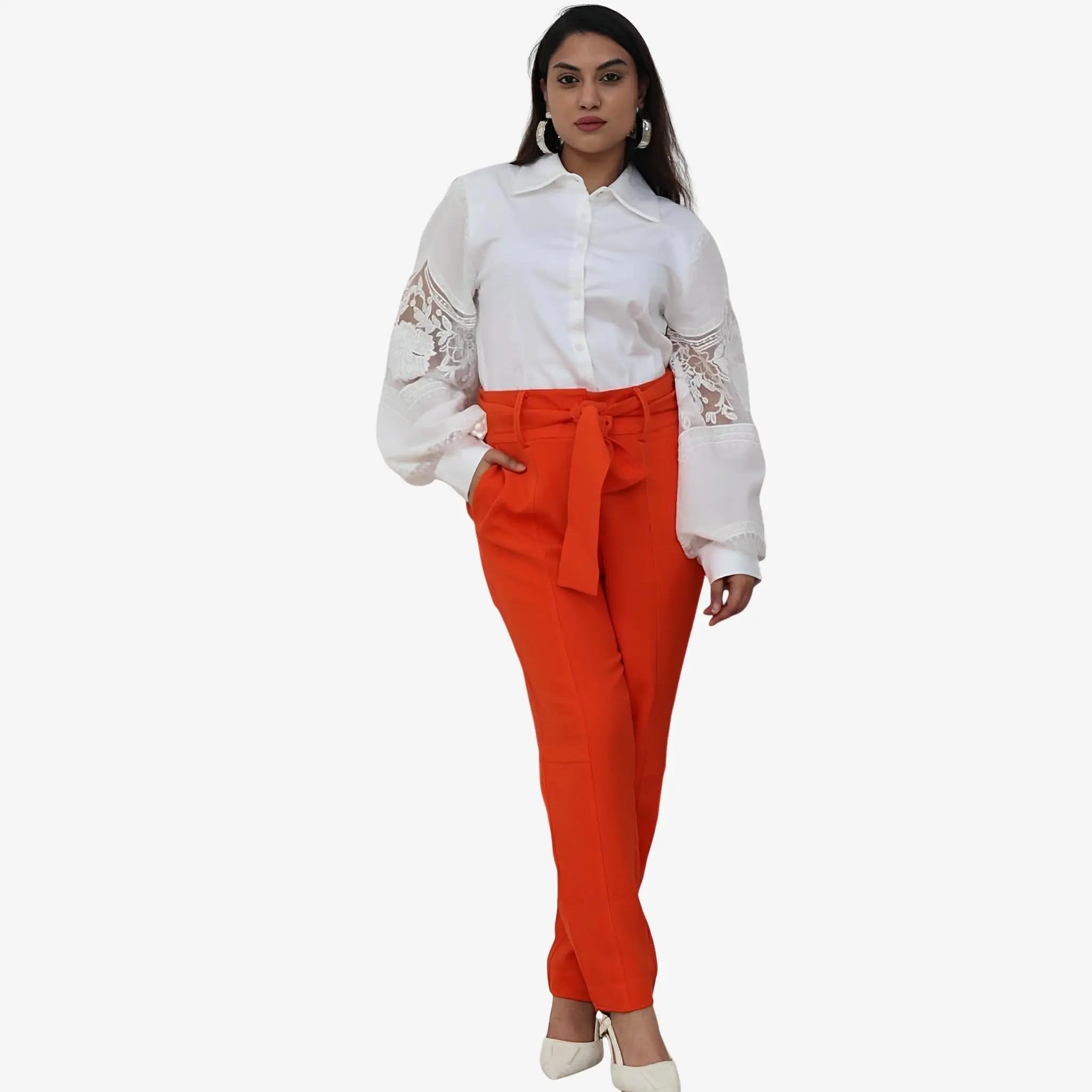 Eleonora Orange Straight-Leg Pants by Mixed