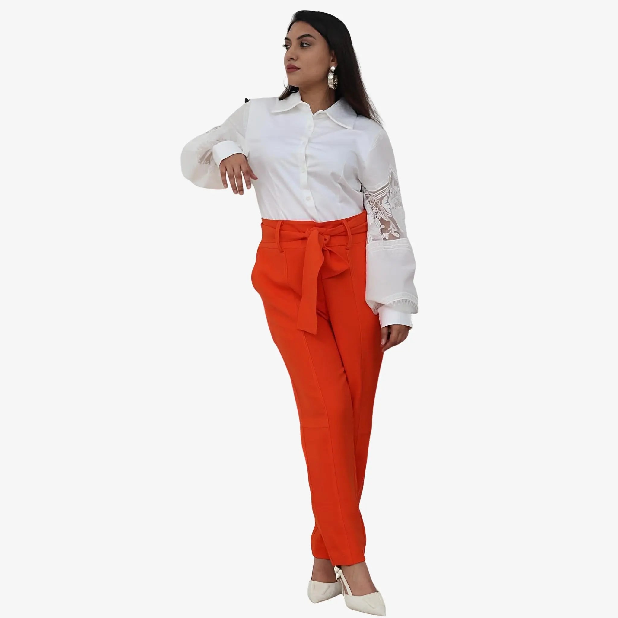 Eleonora Orange Straight-Leg Pants by Mixed