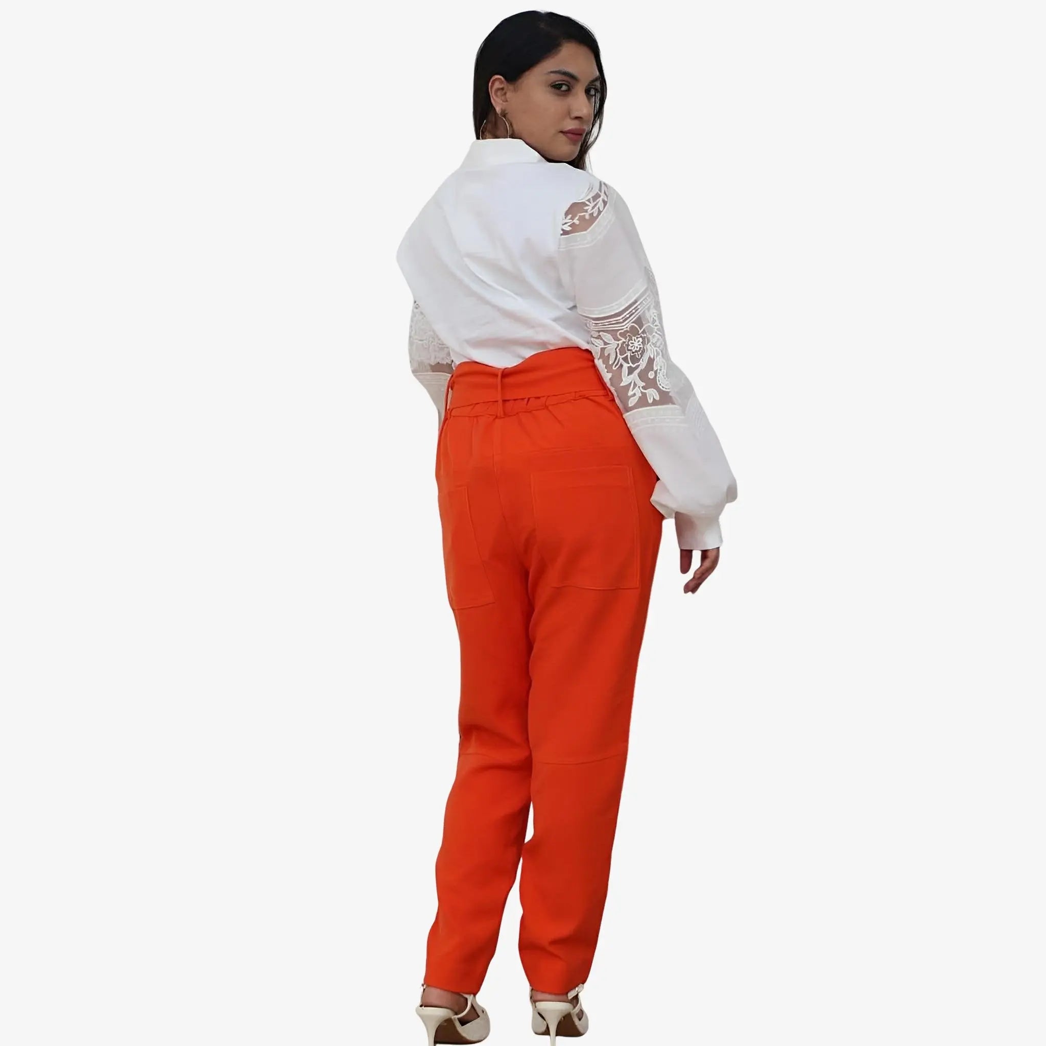 Eleonora Orange Straight-Leg Pants by Mixed