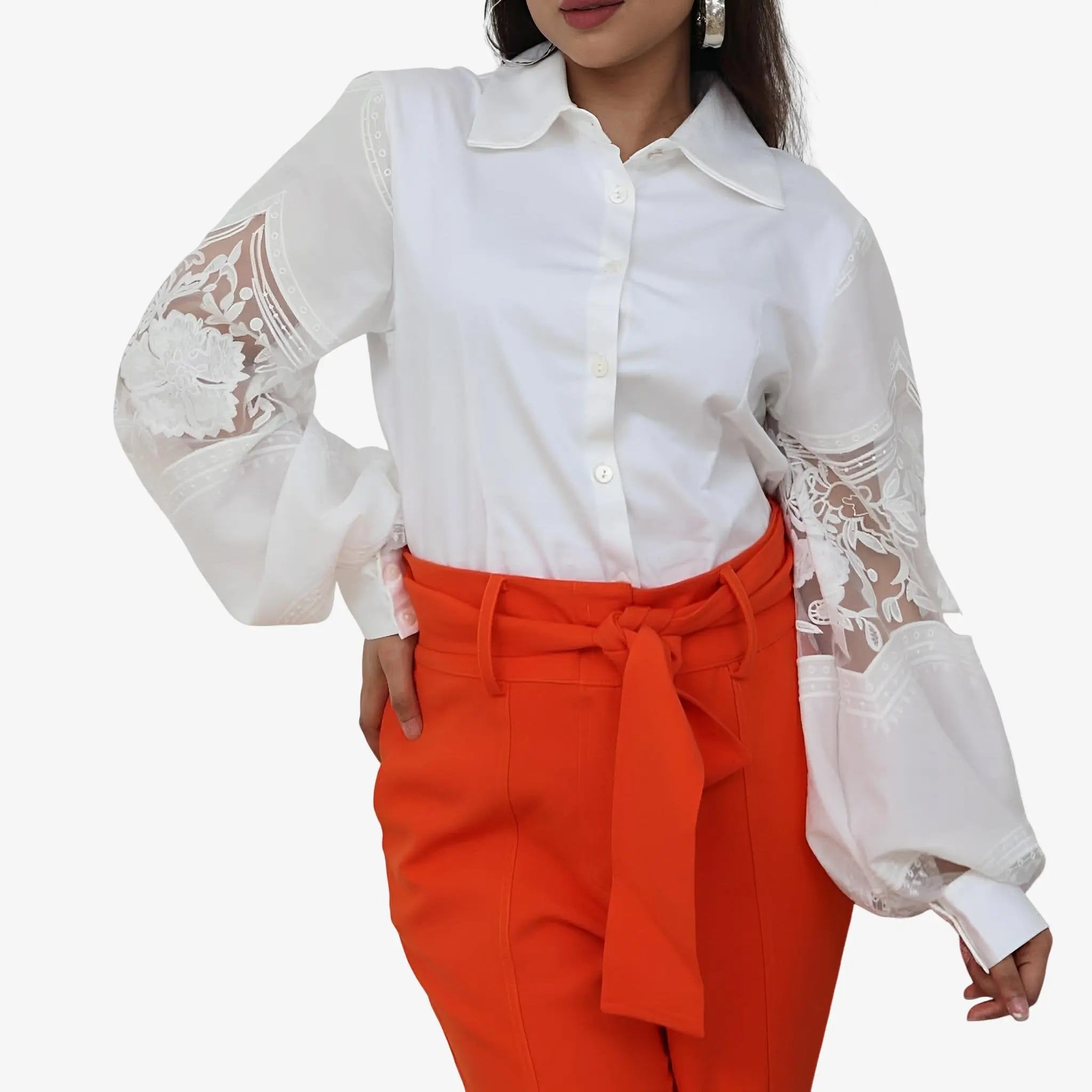 Eleonora Orange Straight-Leg Pants by Mixed