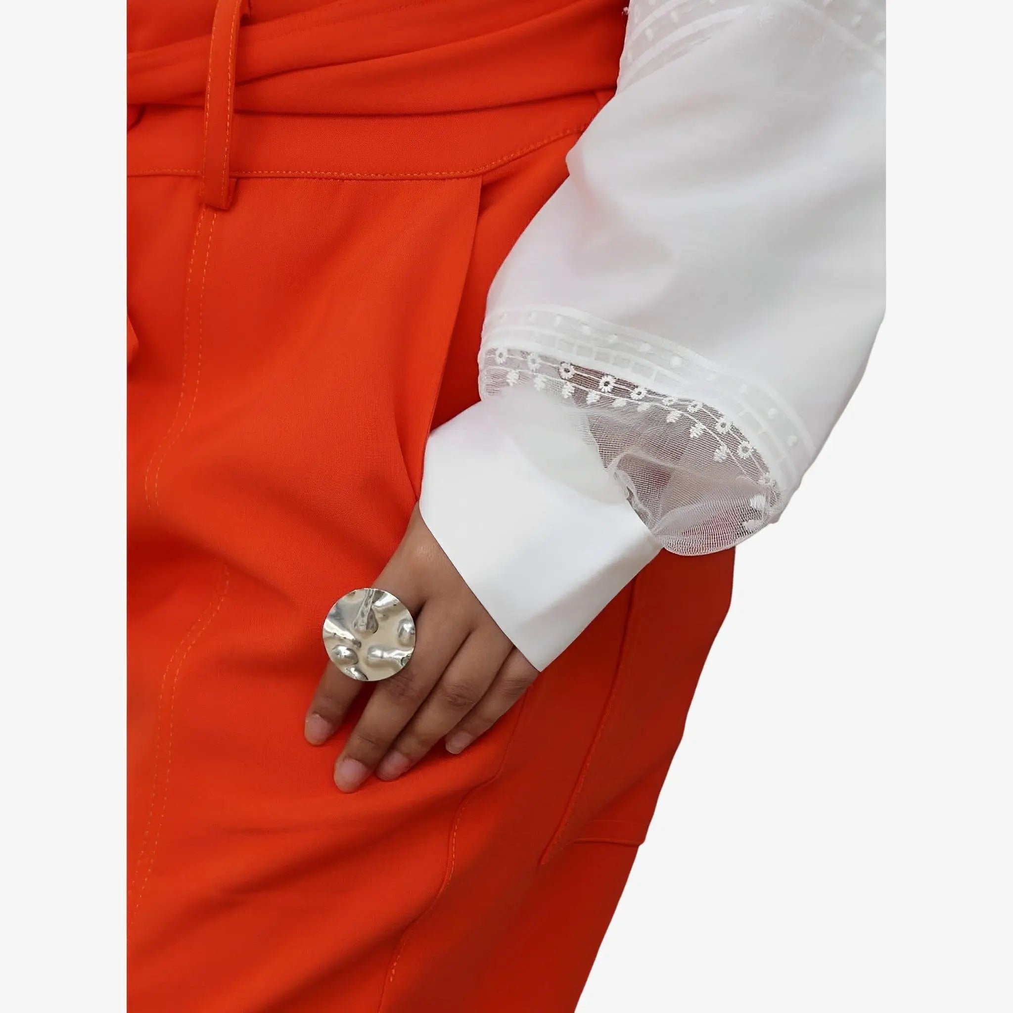 Eleonora Orange Straight-Leg Pants by Mixed