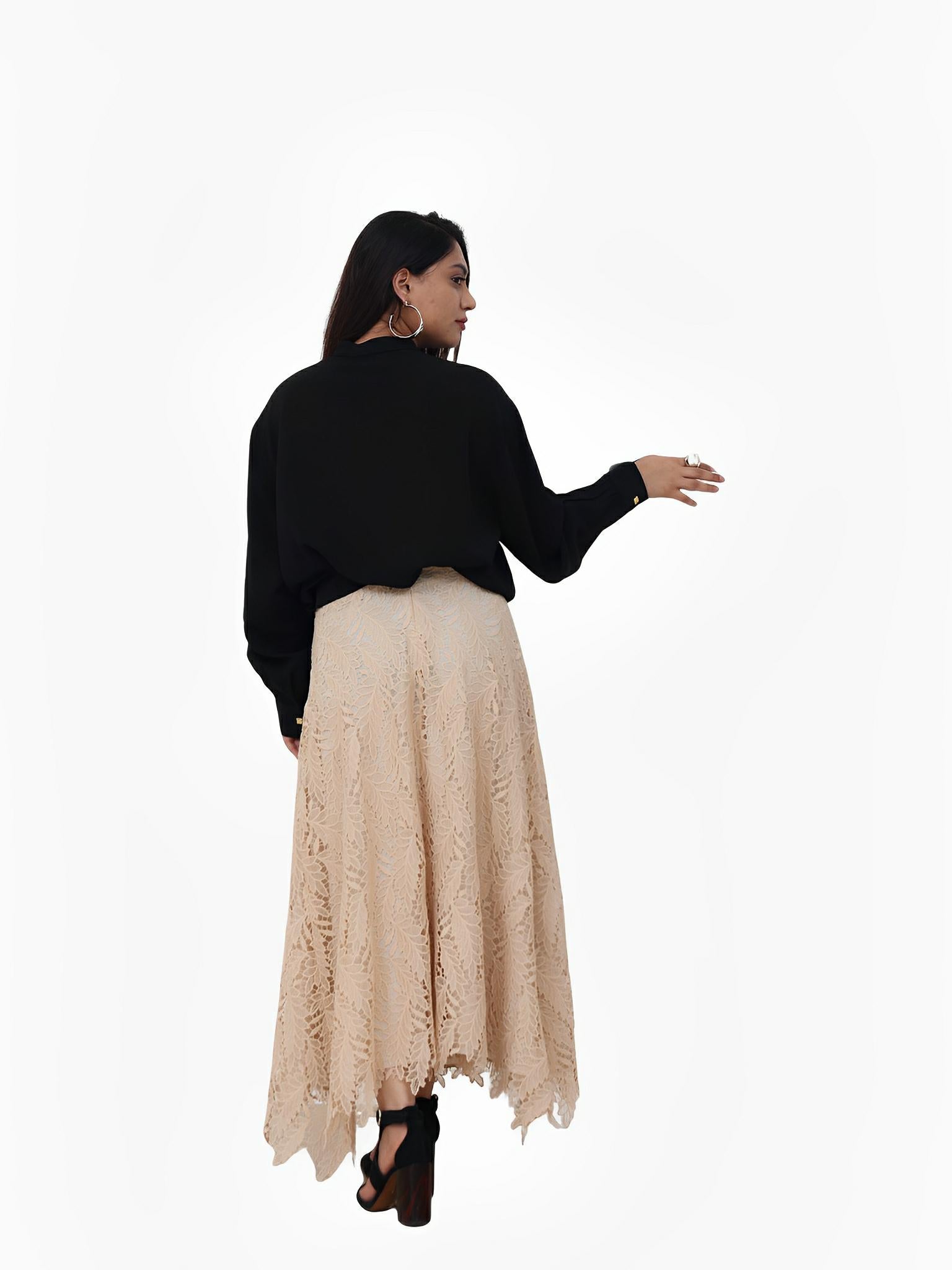 Twisted Hem Black Crepe Blouse by Lilly Sarti