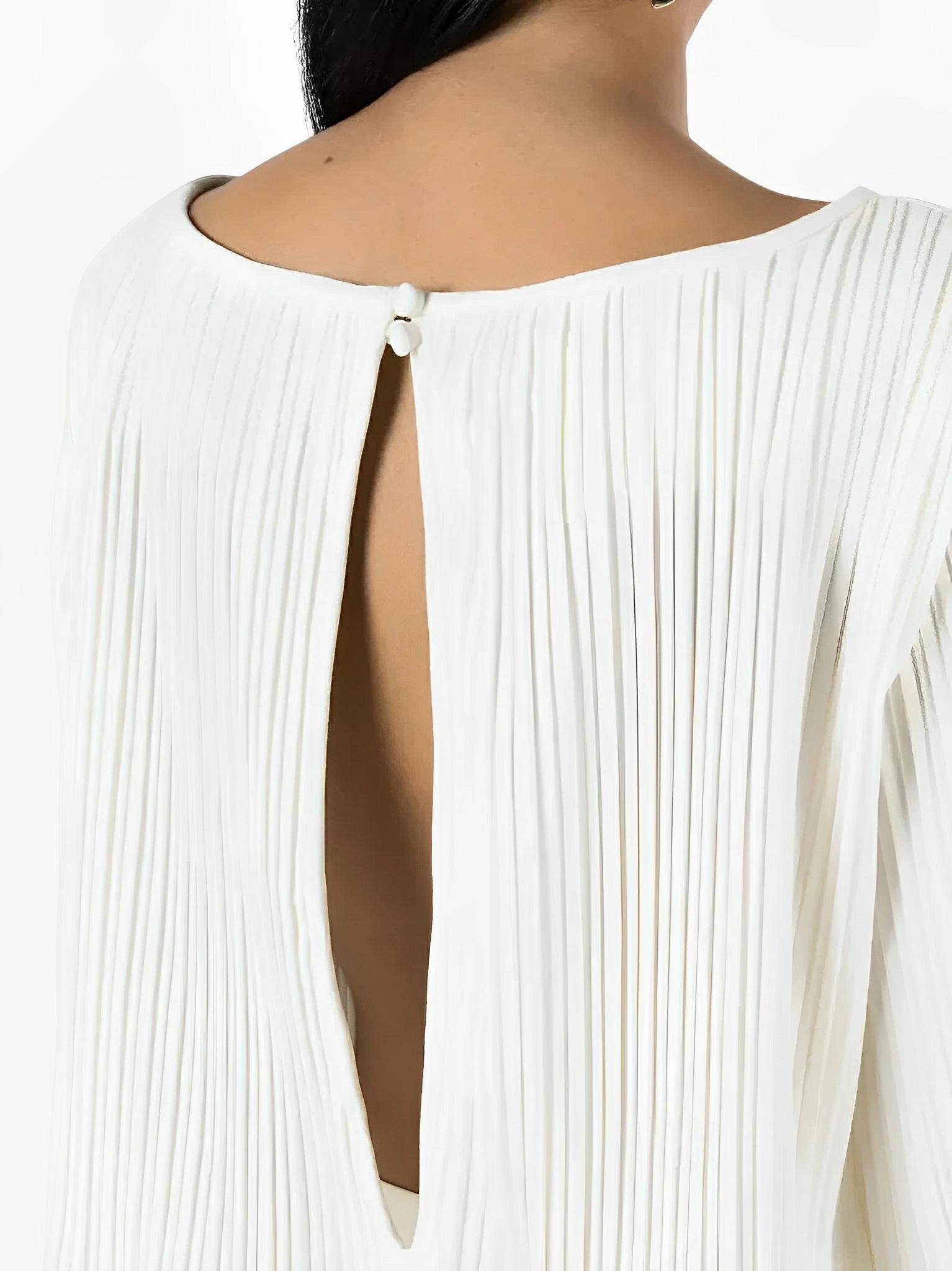 Legbi White Pleated Crepe Blouse by Neriage