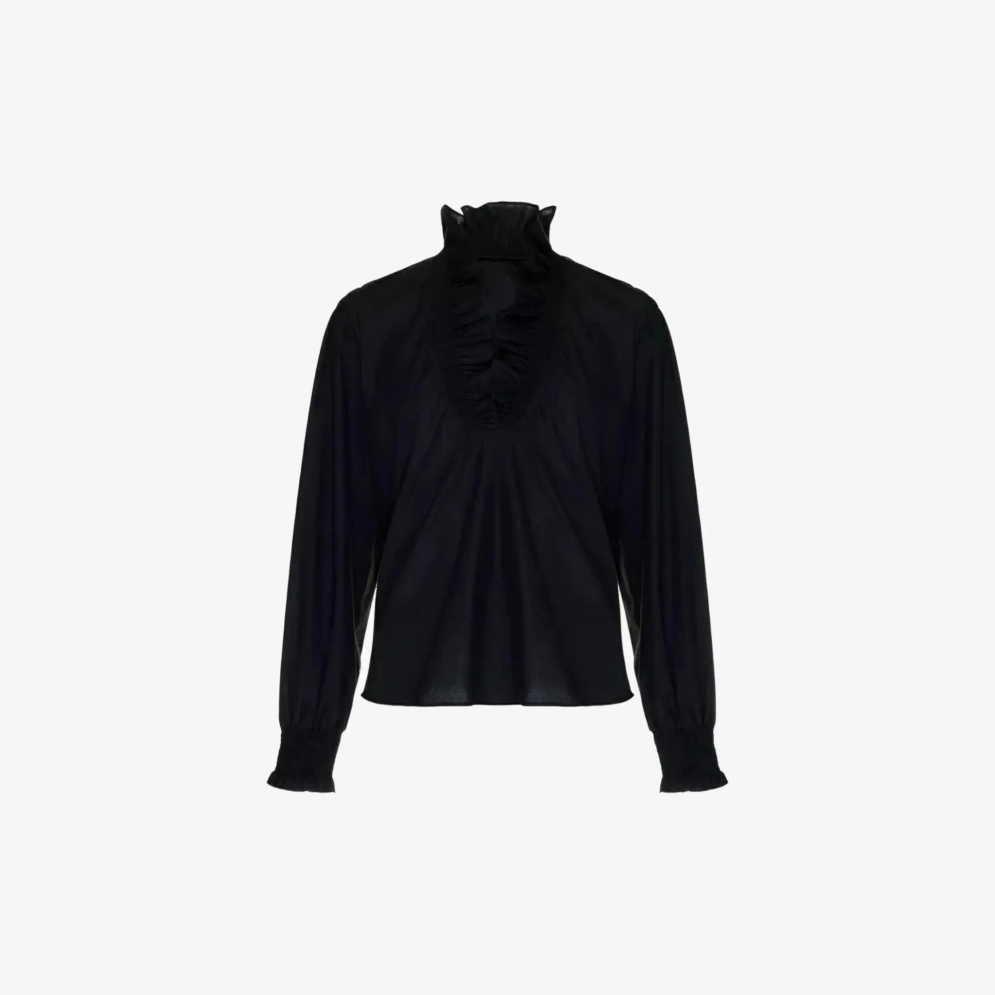 Azad Black Ruffled Shirt by Lethicia Bronstein