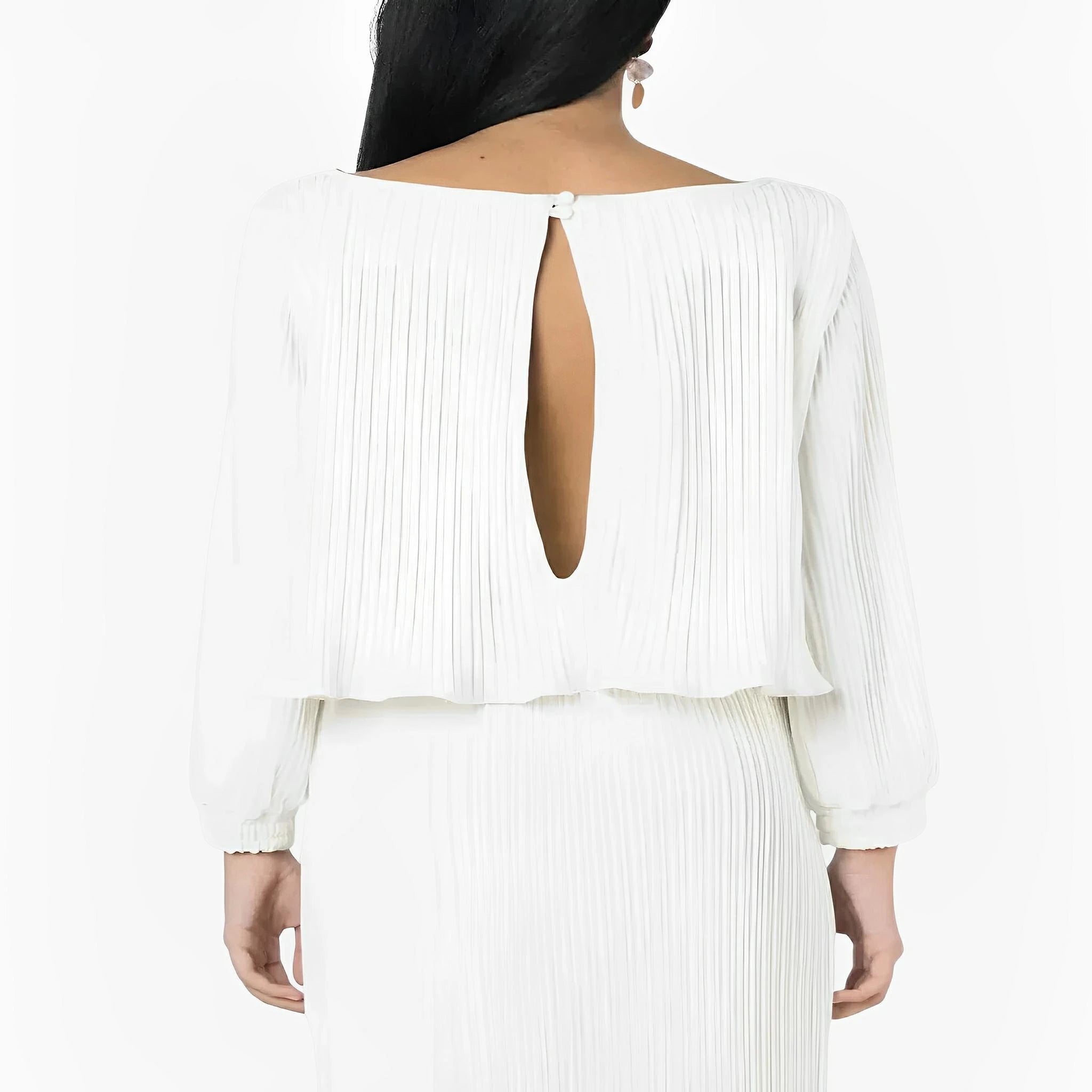 Legbi White Pleated Crepe Blouse by Neriage