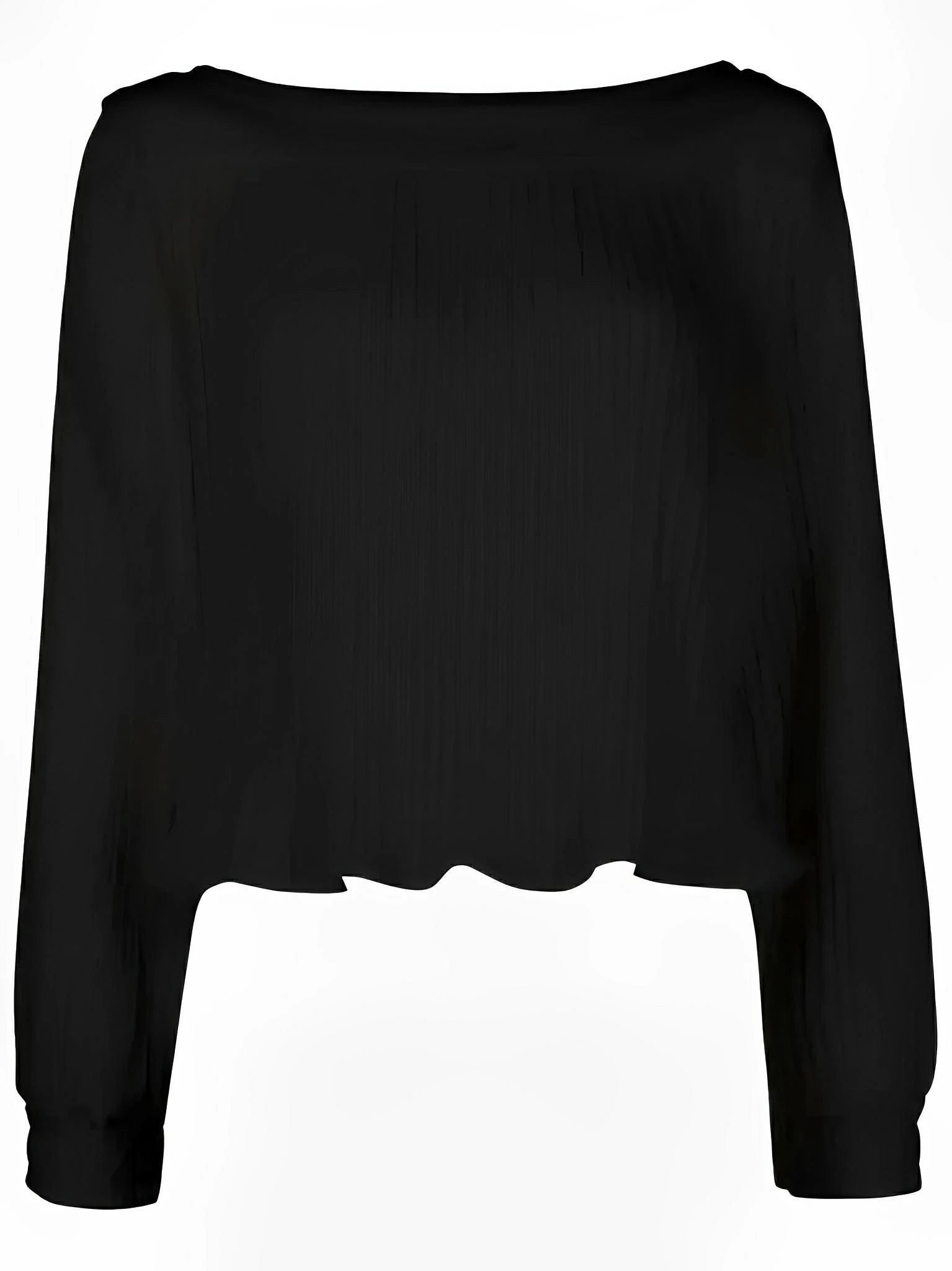 Legbi Black Pleated Crepe Blouse by Neriage