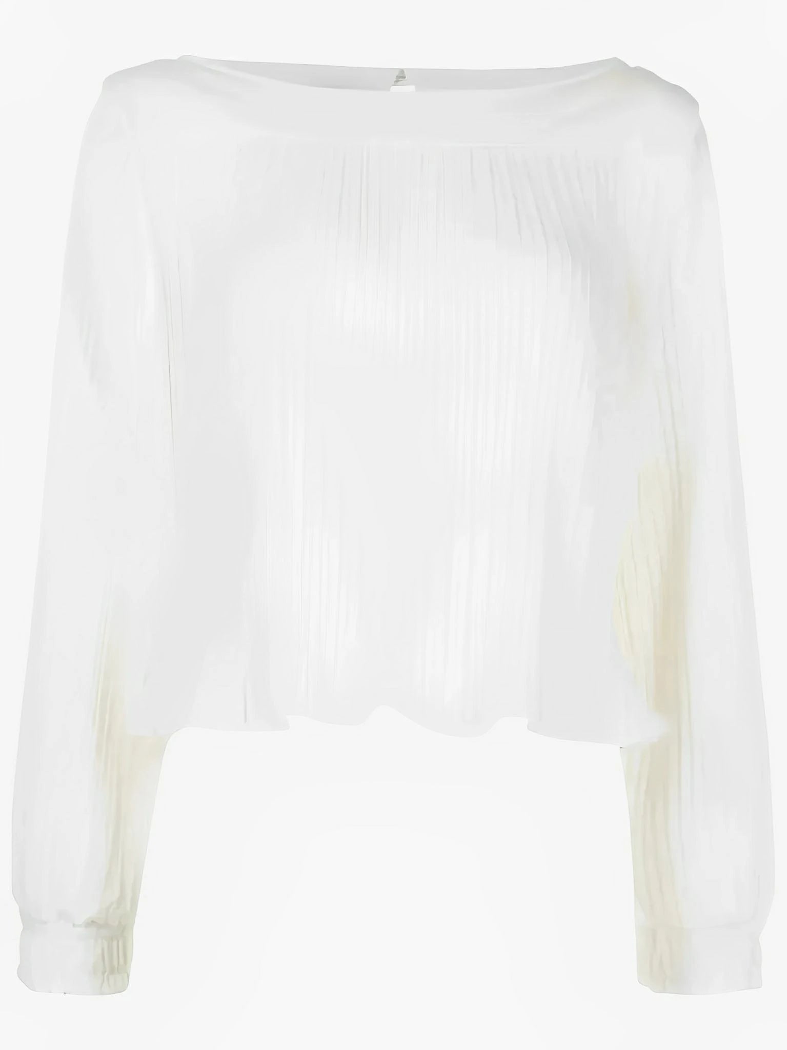Legbi White Pleated Crepe Blouse by Neriage