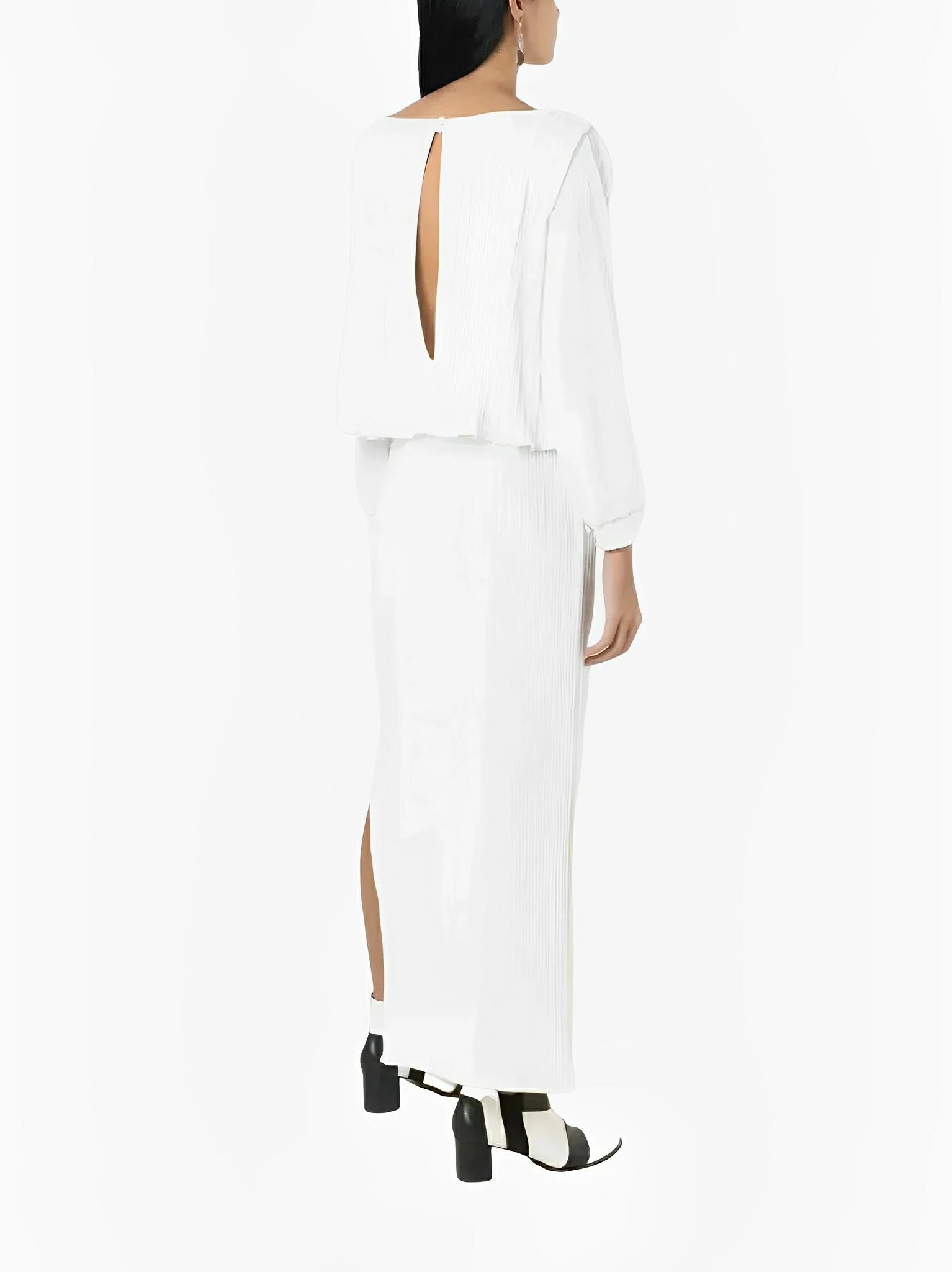 Legbi White Pleated Crepe Blouse by Neriage