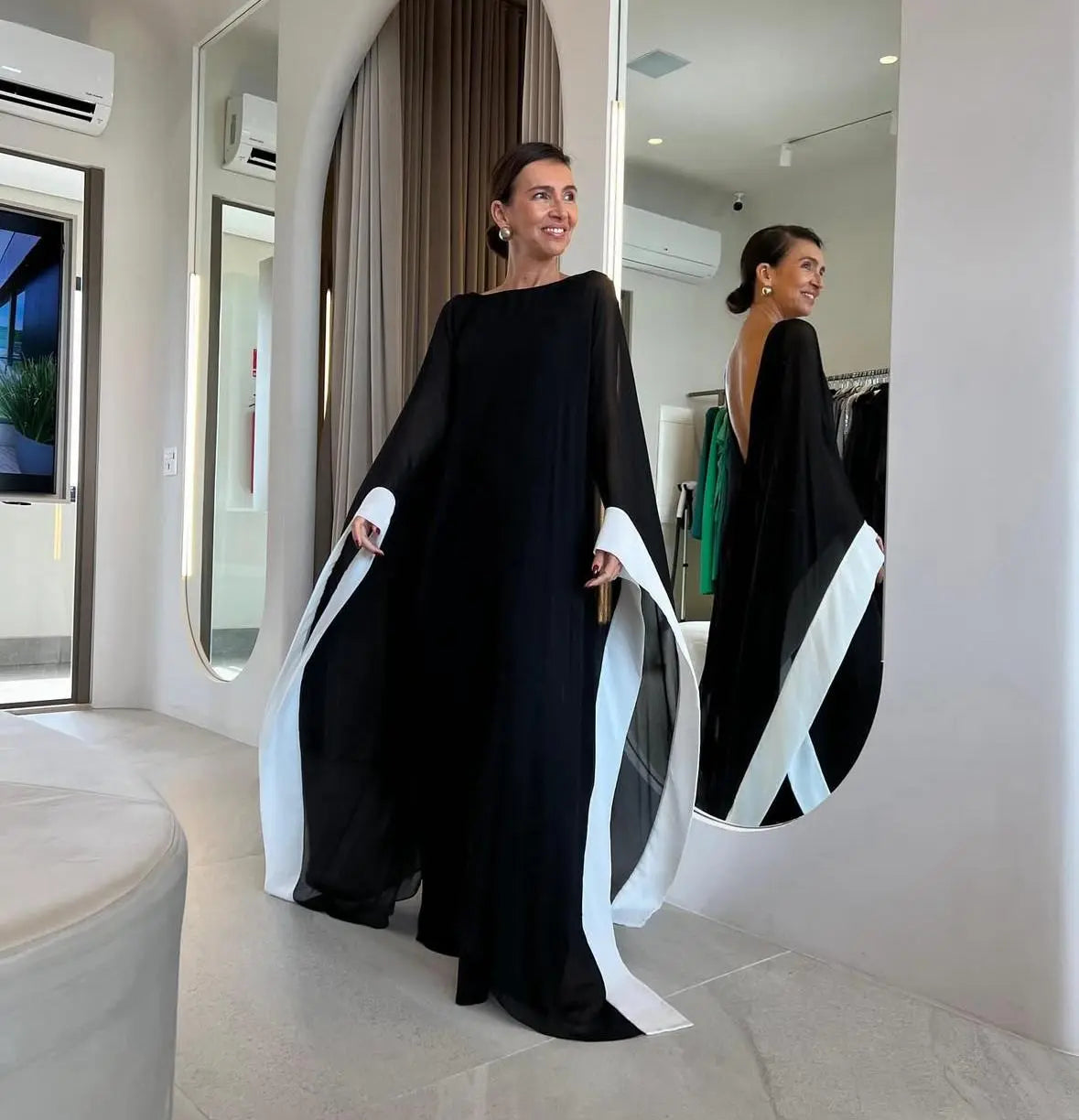 Liza Black & White Kaftan by Bambu