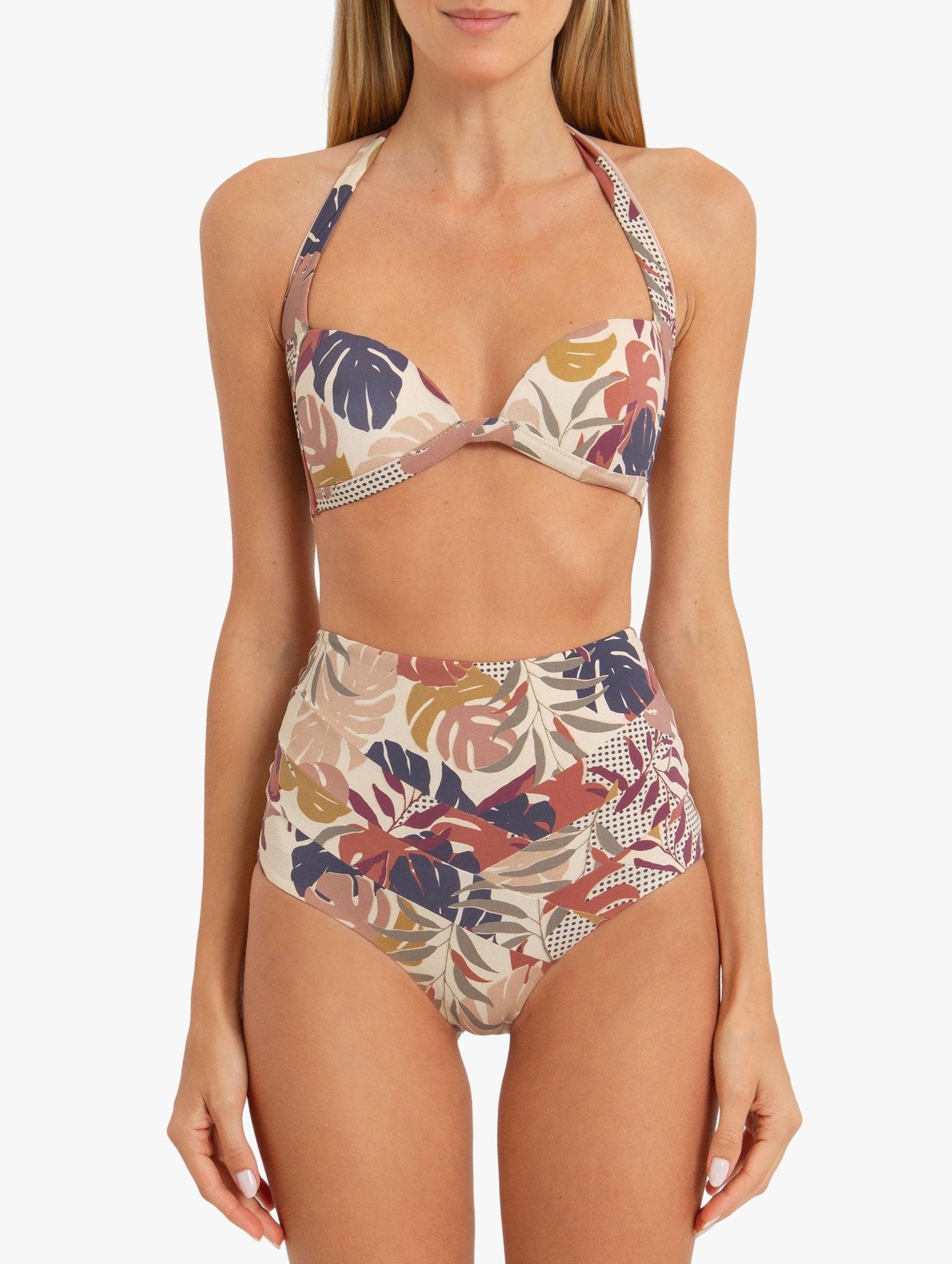 Leaf Print Padded Bikini Top by Amir Slama