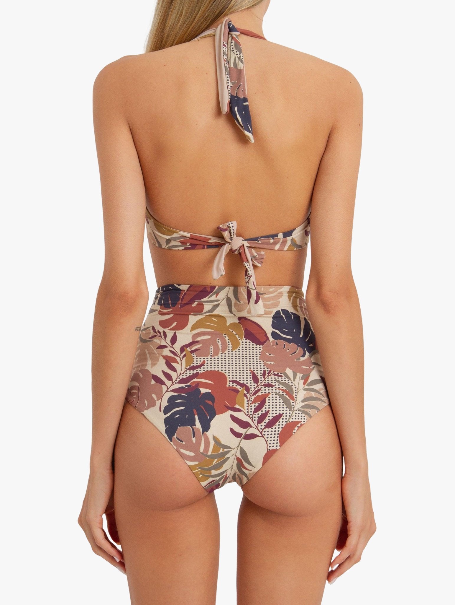 Leaf Print Padded Bikini Top by Amir Slama