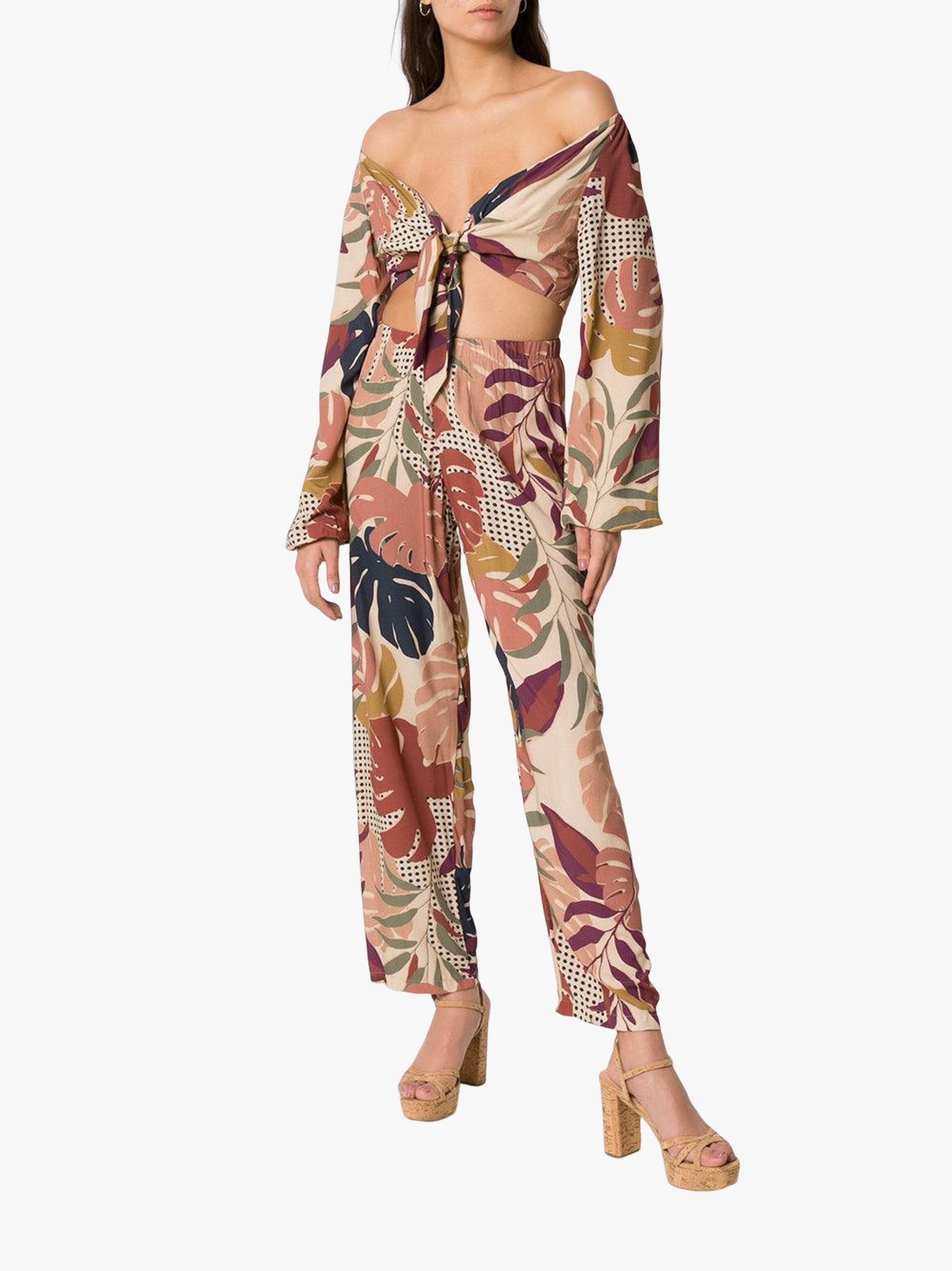Leaf Print Cropped Top by Amir Slama