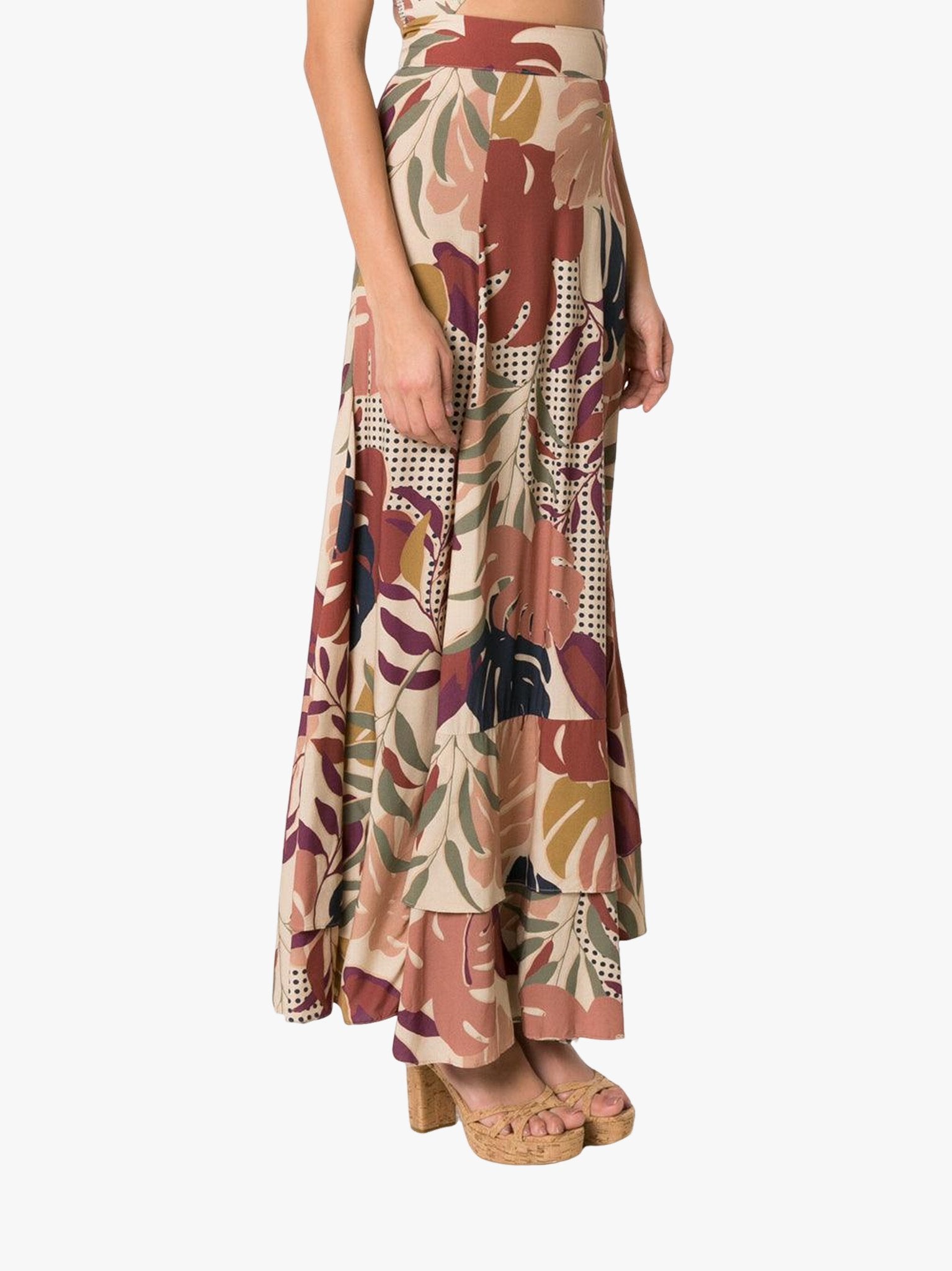 Leaf Print Maxi Skirt by Amir Slama