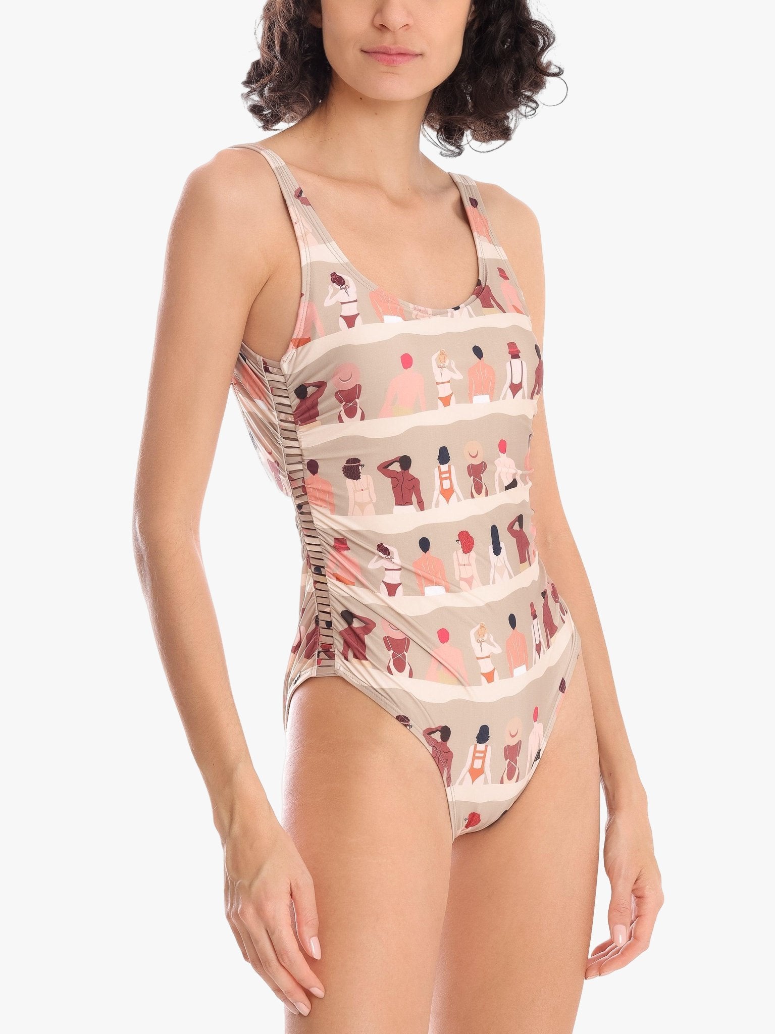 Multicultural Print Cutout Swimsuit by Amir Slama