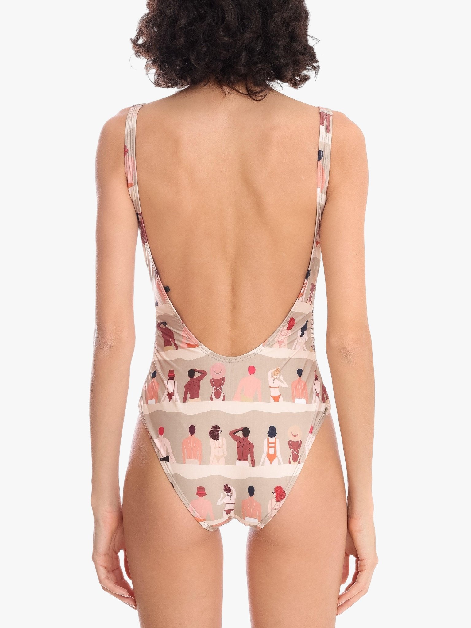Multicultural Print Cutout Swimsuit by Amir Slama