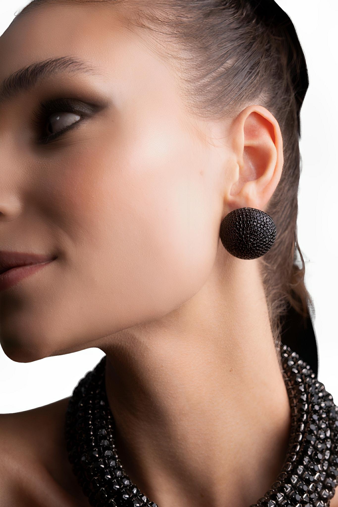 Canopy Black Rhinestone Earrings by Juliana Manzini