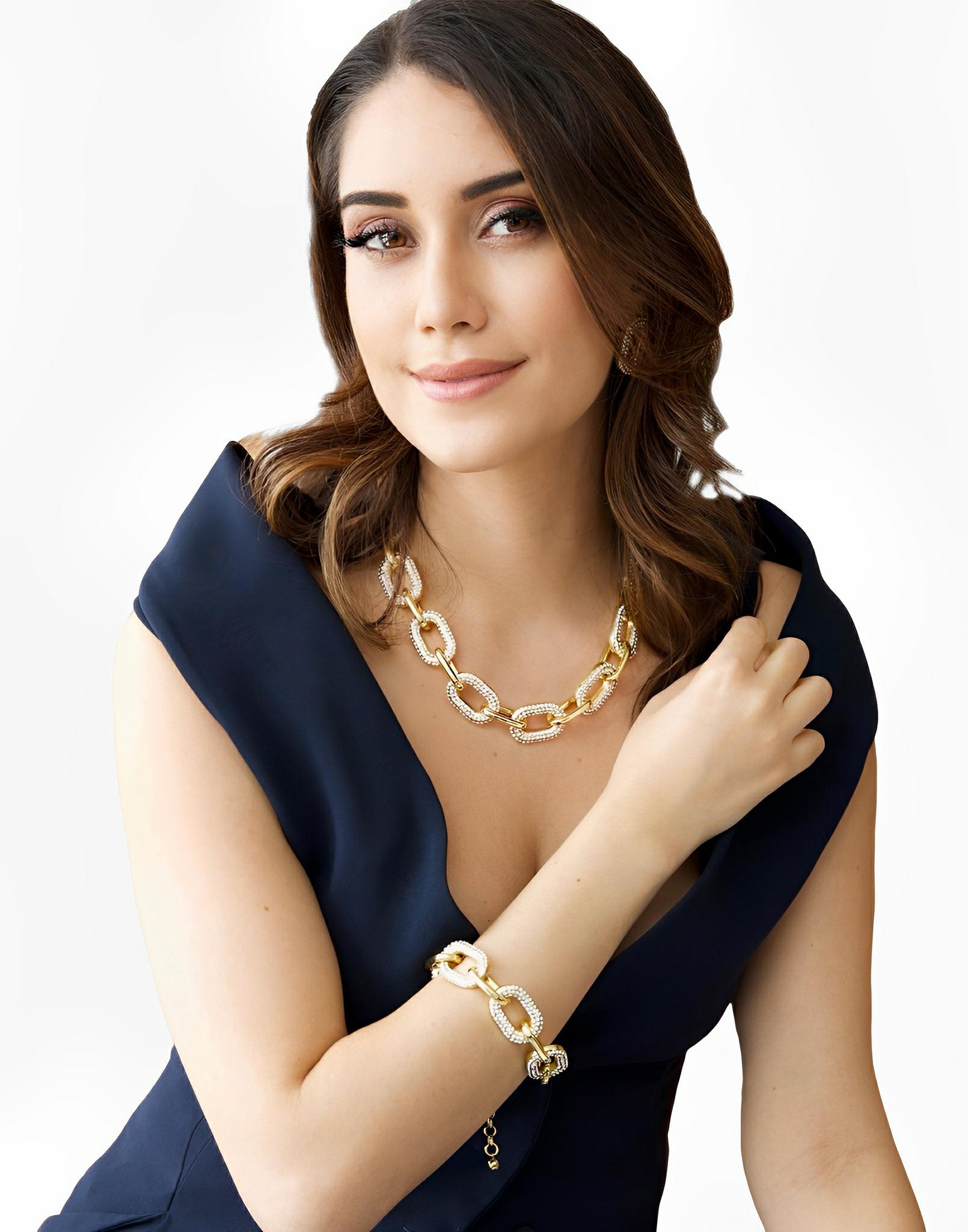 Vintage Gold Link Crystal Necklace by Juliana Manzini