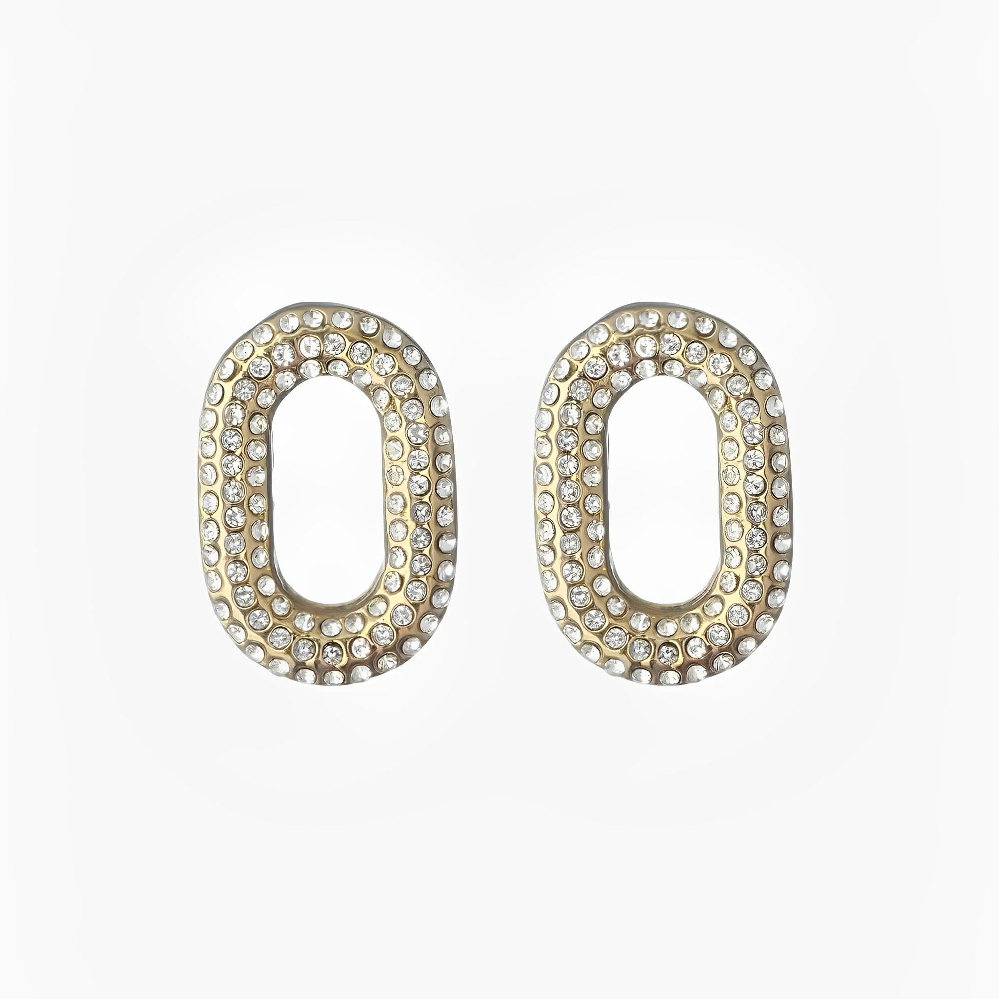 Vintage Gold Crystal Link Earrings by Juliana Manzini
