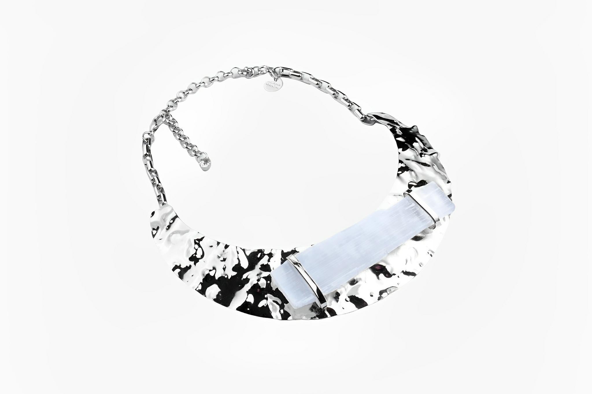Life Hi-Lo Silver Selenite Necklace by Juliana Manzini