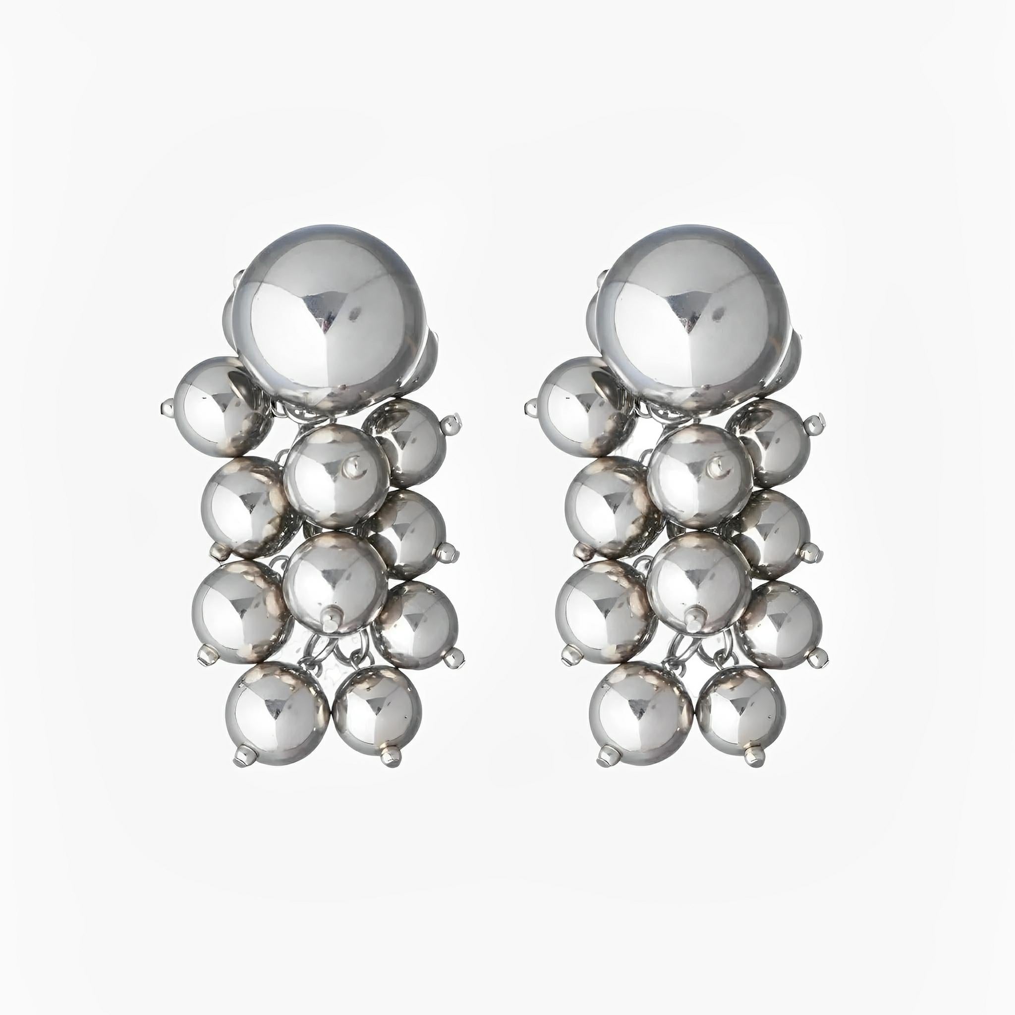 Maxi Ball Round Silver Earrings by Juliana Manzini