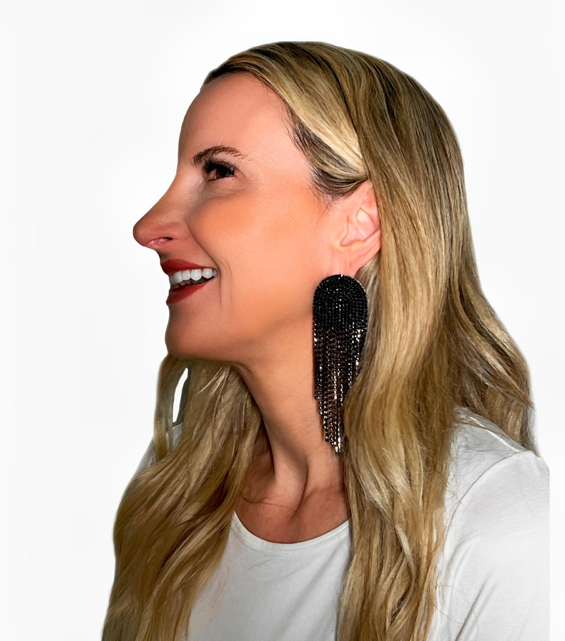 Maxi Black Graphite Drop Earrings by Juliana Manzini