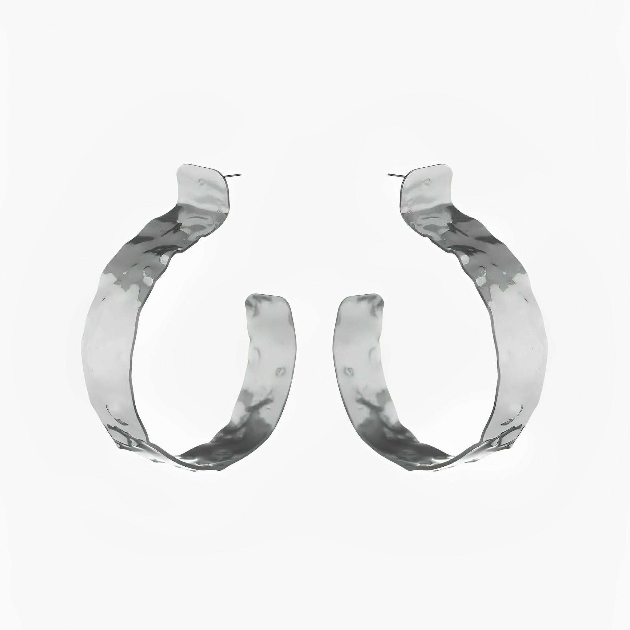 Life Hi-Lo Silver Hoop Earrings by Juliana Manzini