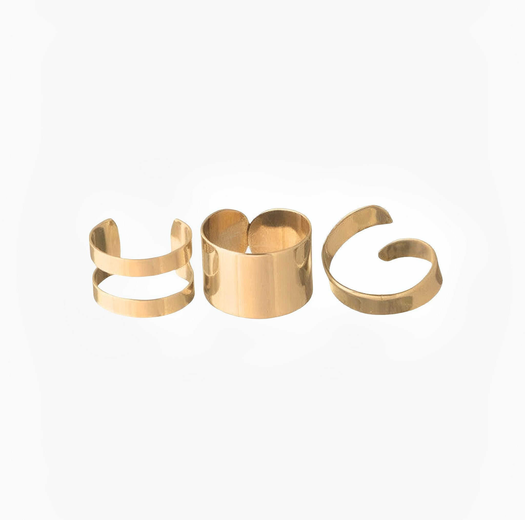 Gold Ring Trio Set by Juliana Manzini