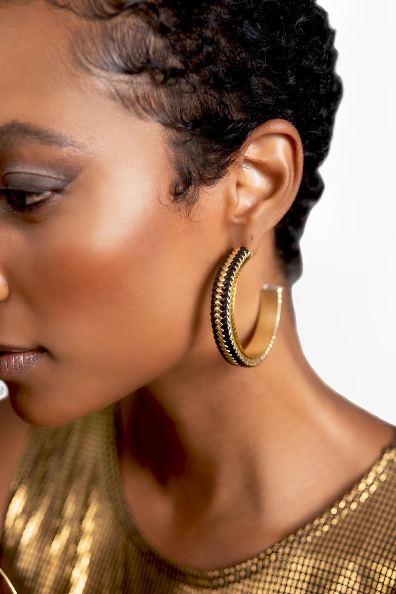 Silver Macramé Hoop Earrings by Juliana Manzini