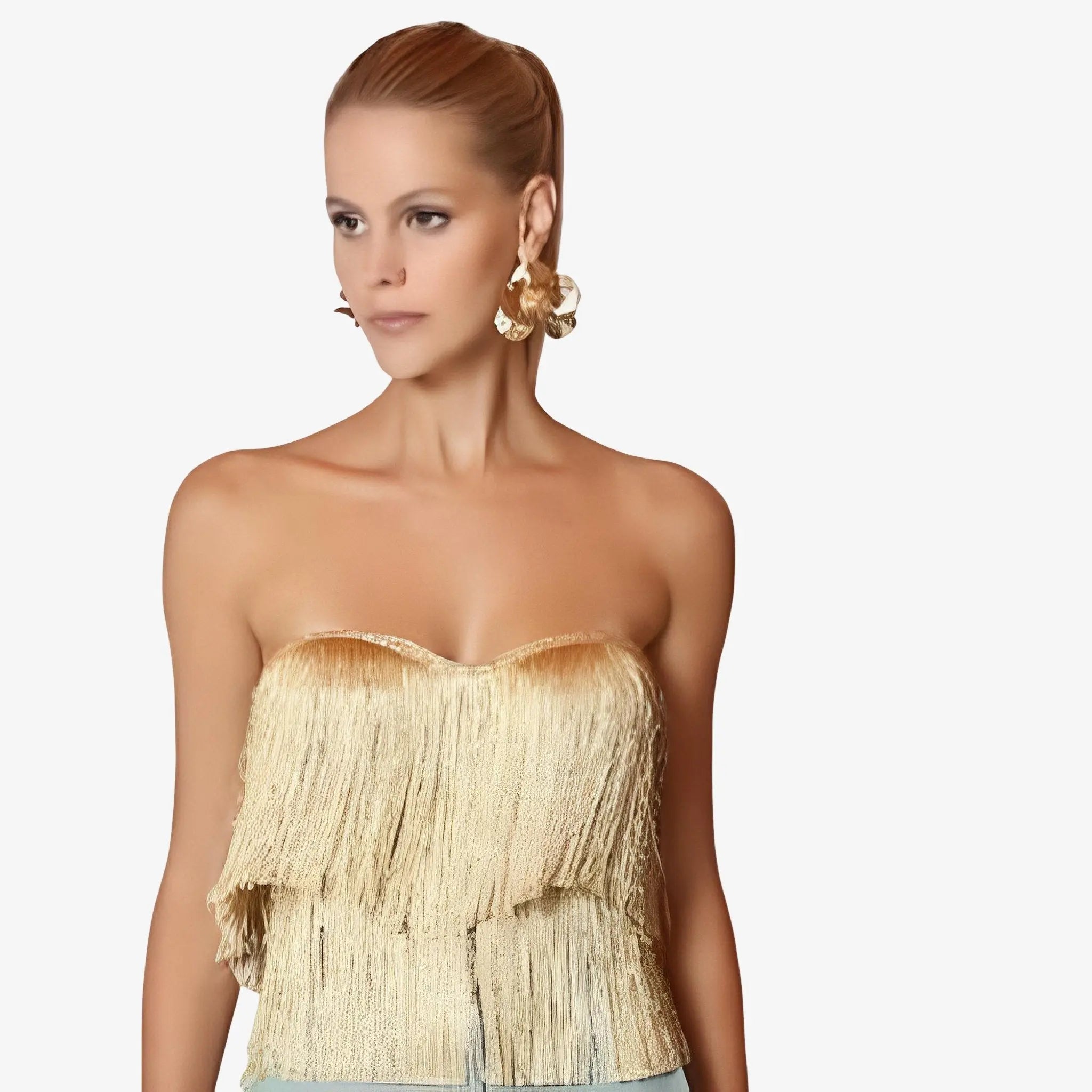 Belinda Gold Lurex Fringe Corset by Lethicia Bronstein