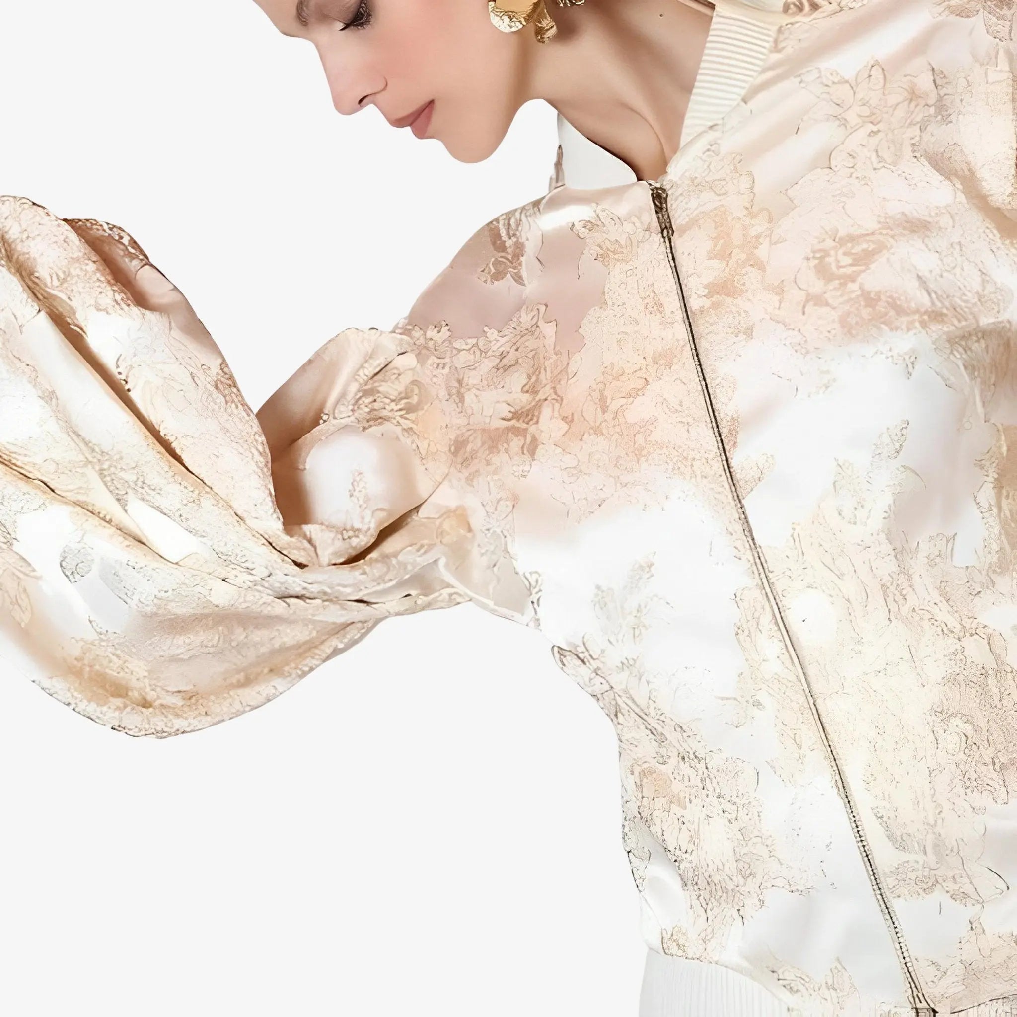 Brenna Gold Lurex Oversized Bomber Jacket by Lethicia Bronstein