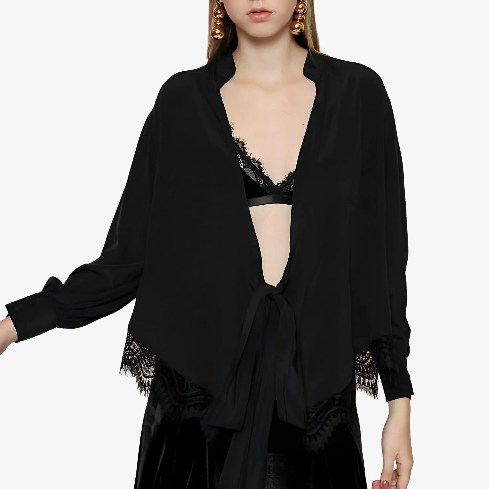 Auzira Black Silk Wrap Blouse by Lethicia Bronstein